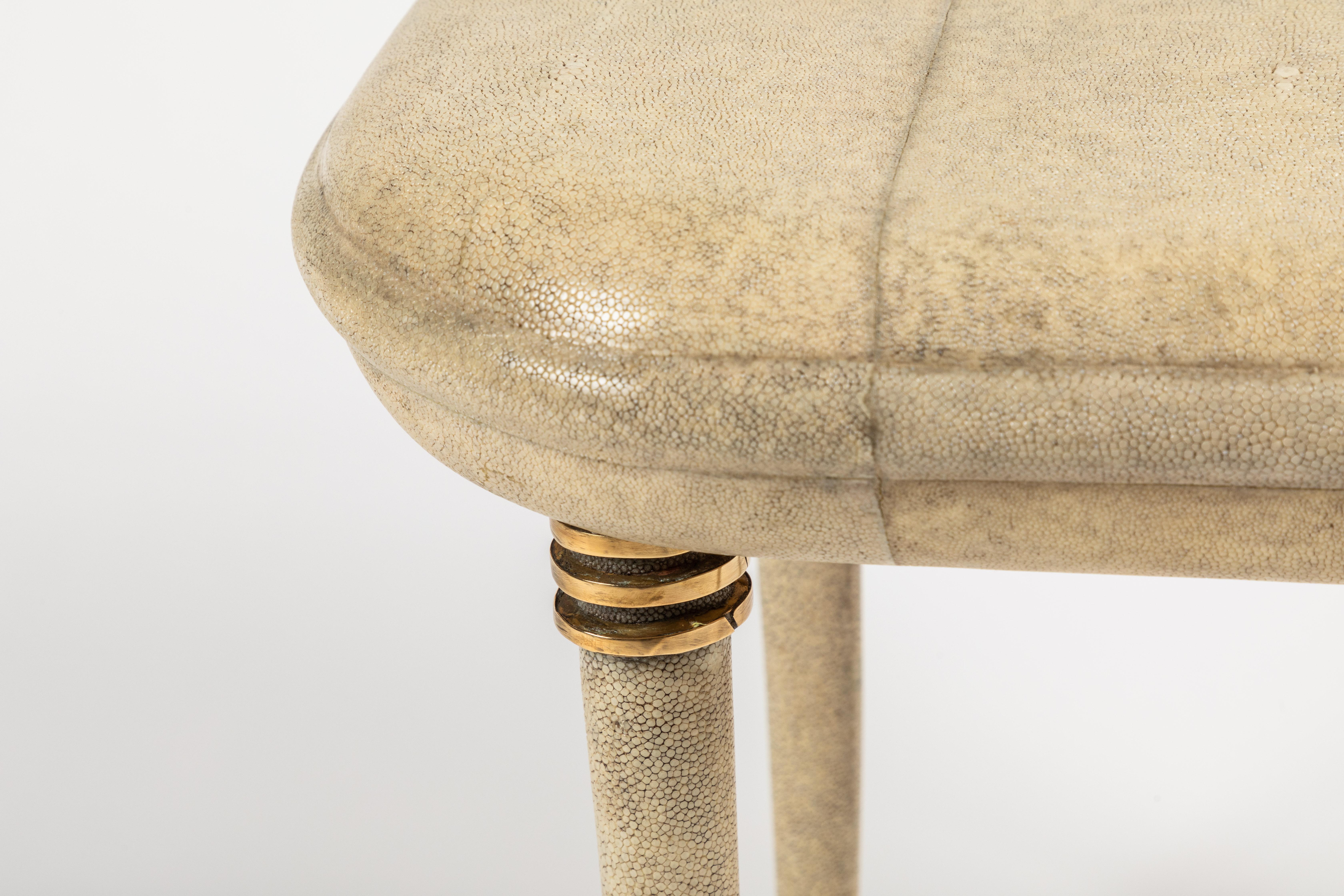 French Shagreen Dressing Table and Stool by R&Y Augousti, Paris