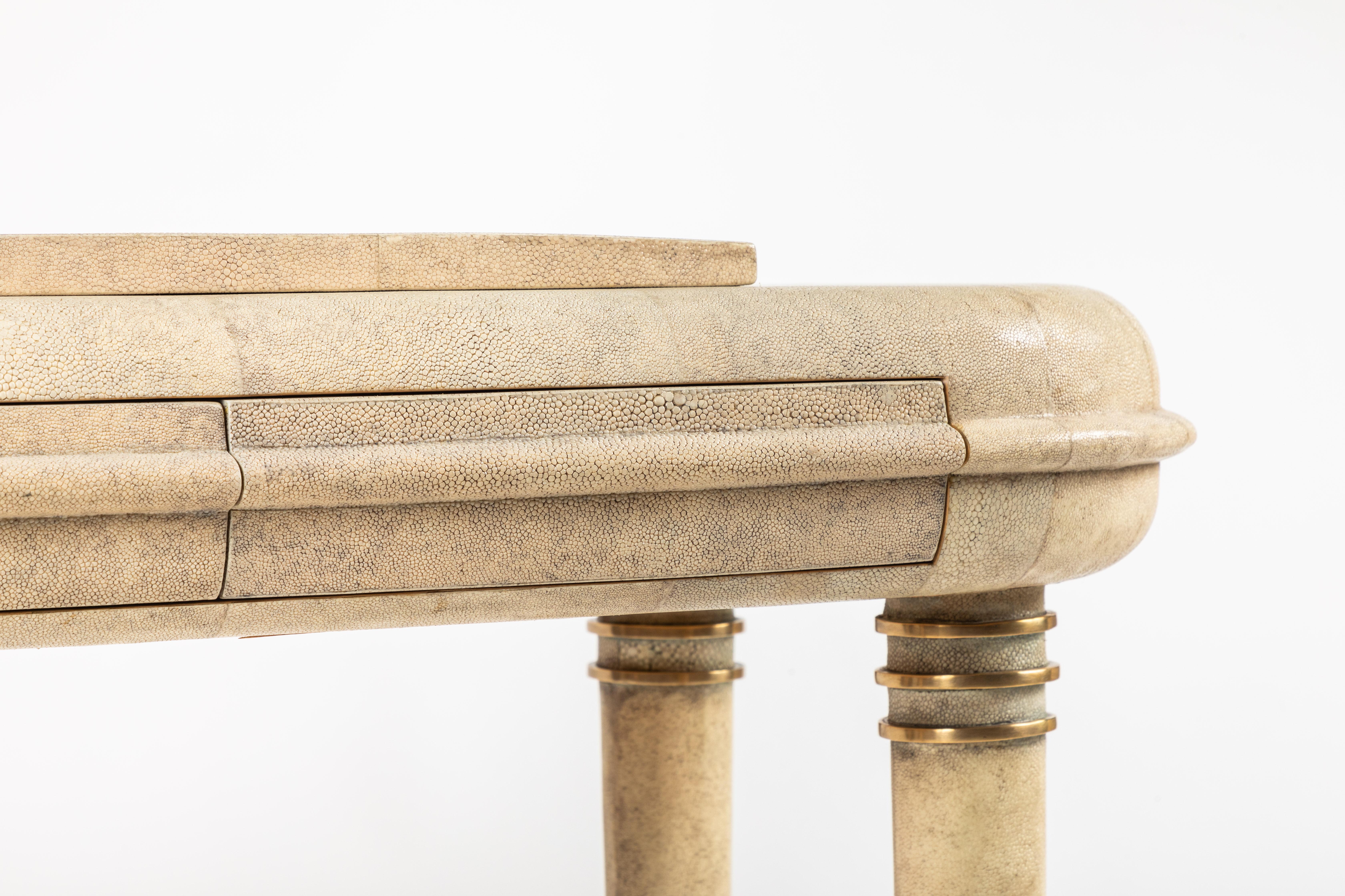 Brass Shagreen Dressing Table and Stool by R&Y Augousti, Paris