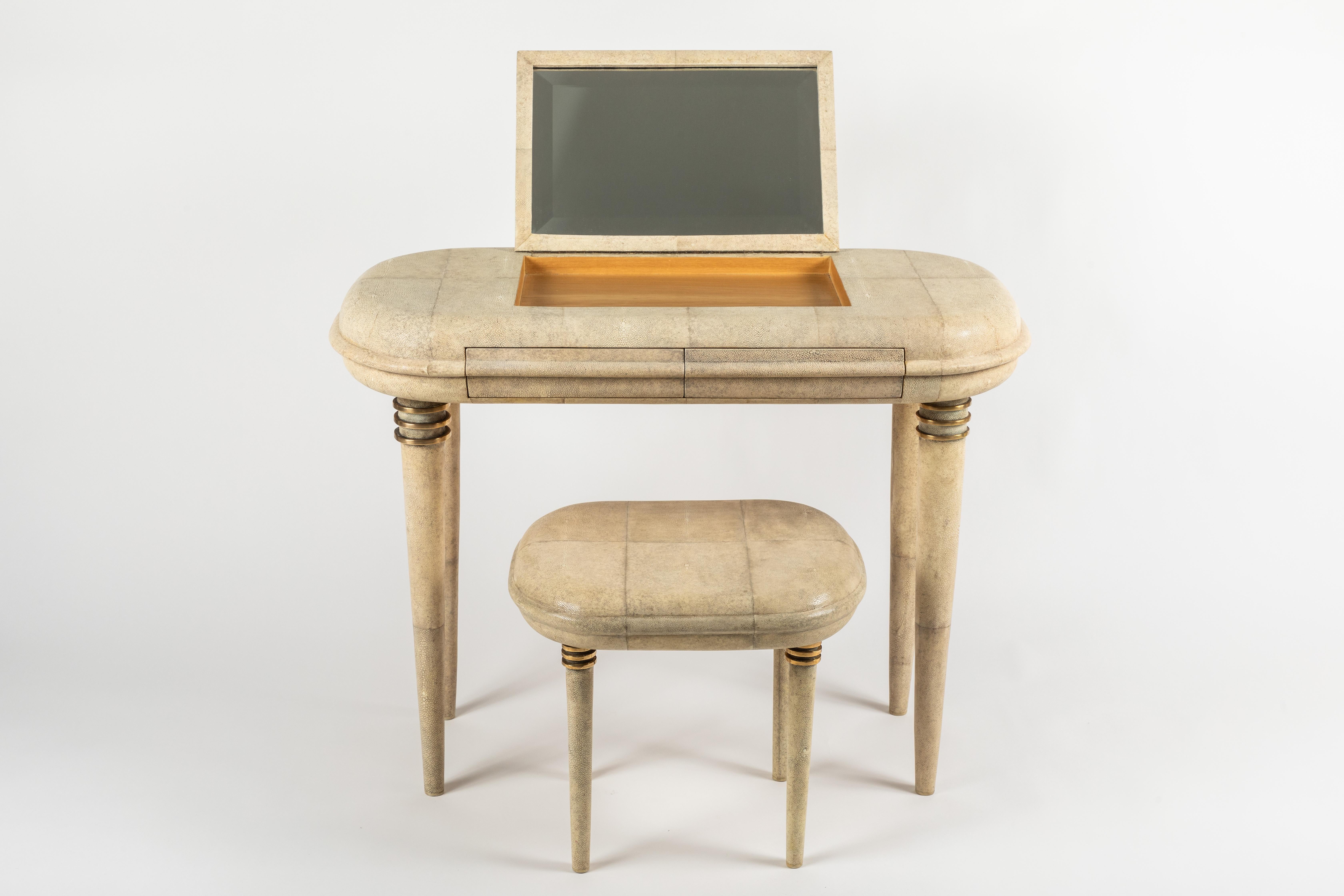 Shagreen Dressing Table and Stool by R&Y Augousti, Paris 1