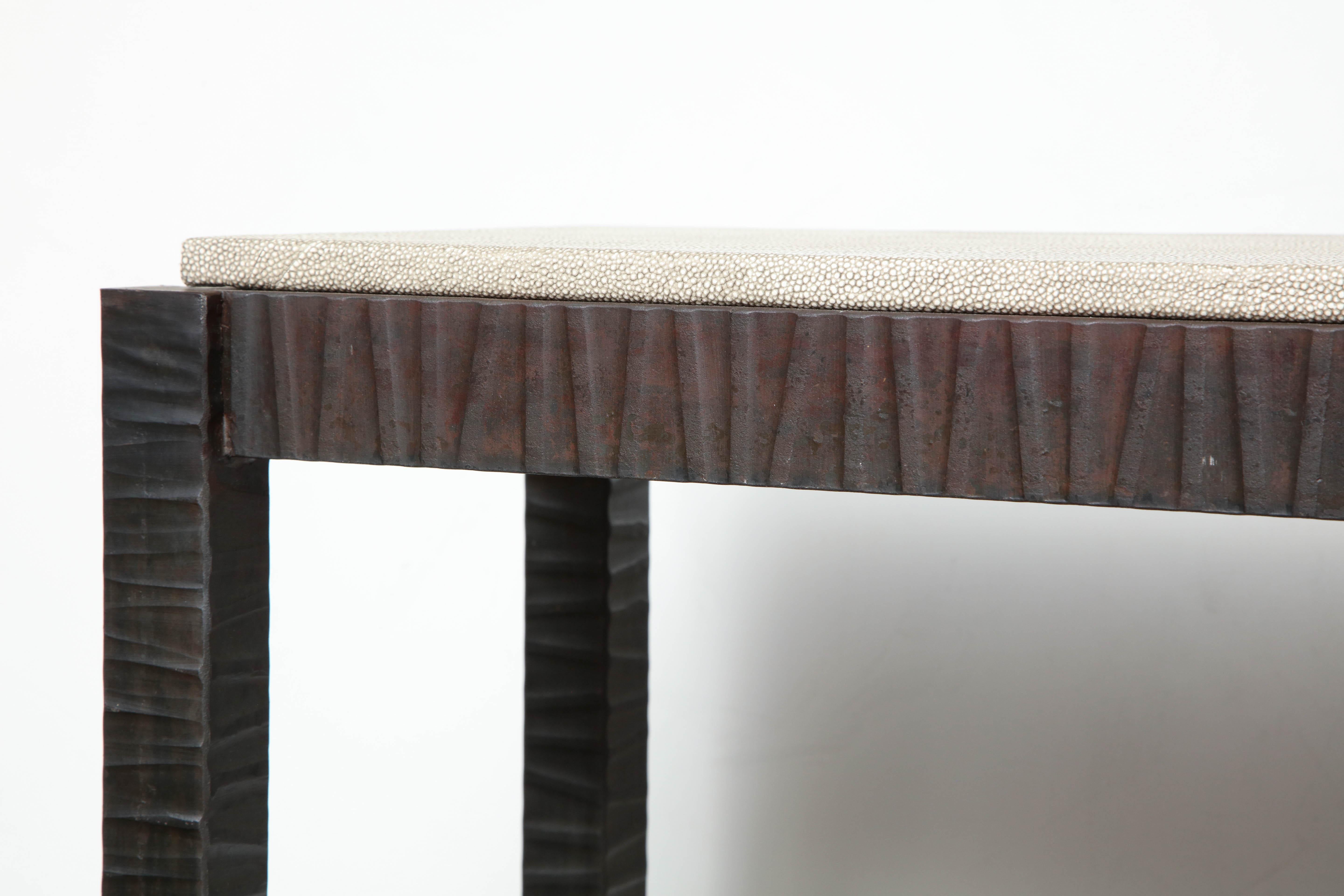 Consolle Edelman in pelle goffrata Shagreen in vendita 1