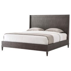 Shagreen Embossed Modern Bed, King