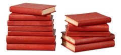 Rotes Buchset aus Leder mit Shagreen-Prägung, 12er-Set