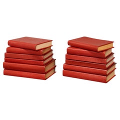 Rotes Buchset aus Leder mit Shagreen-Prägung, 12er-Set