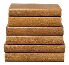 Buchset in Hellbraun mit Shagreen-Prägung, Set mit 12 Stück