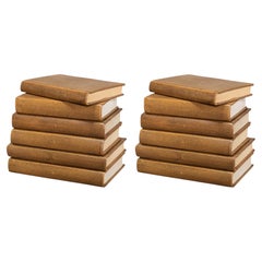 Buchset in Hellbraun mit Shagreen-Prägung, Set mit 12 Stück