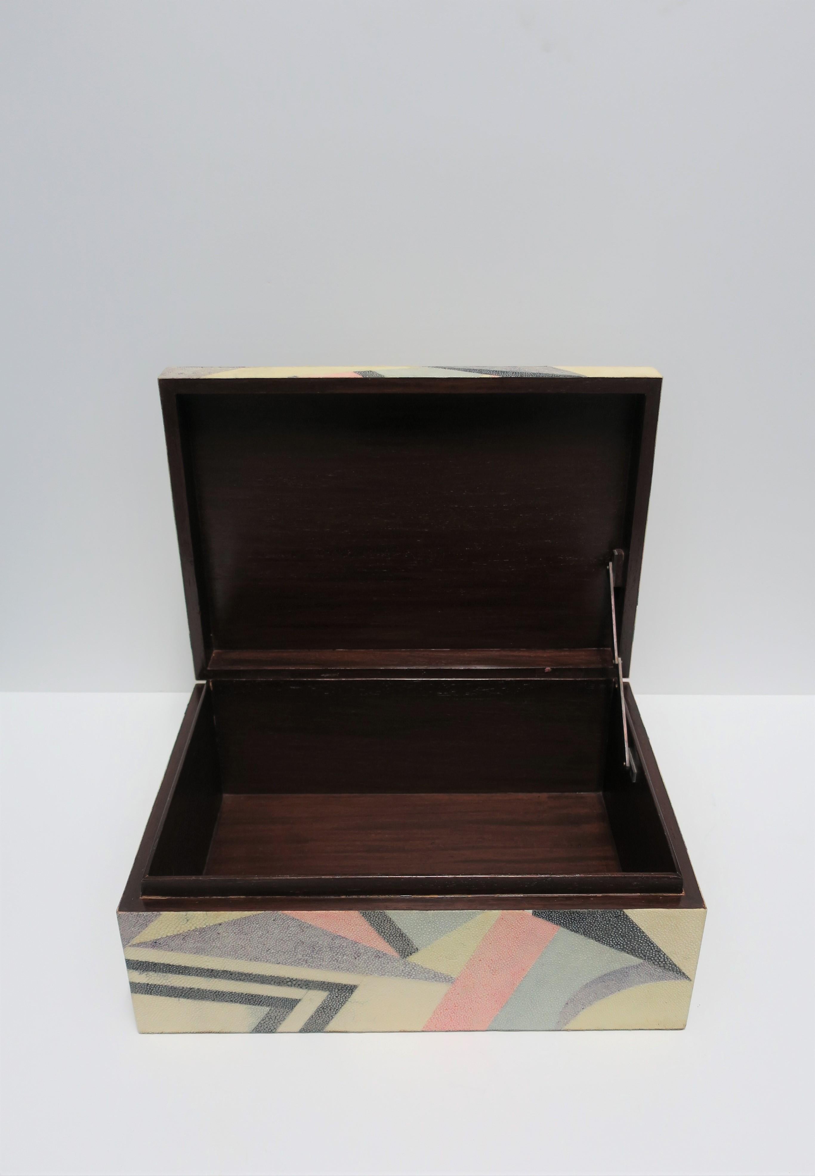 Velvet 1980s Shagreen Jewelry Box by Designer Maitland Smith