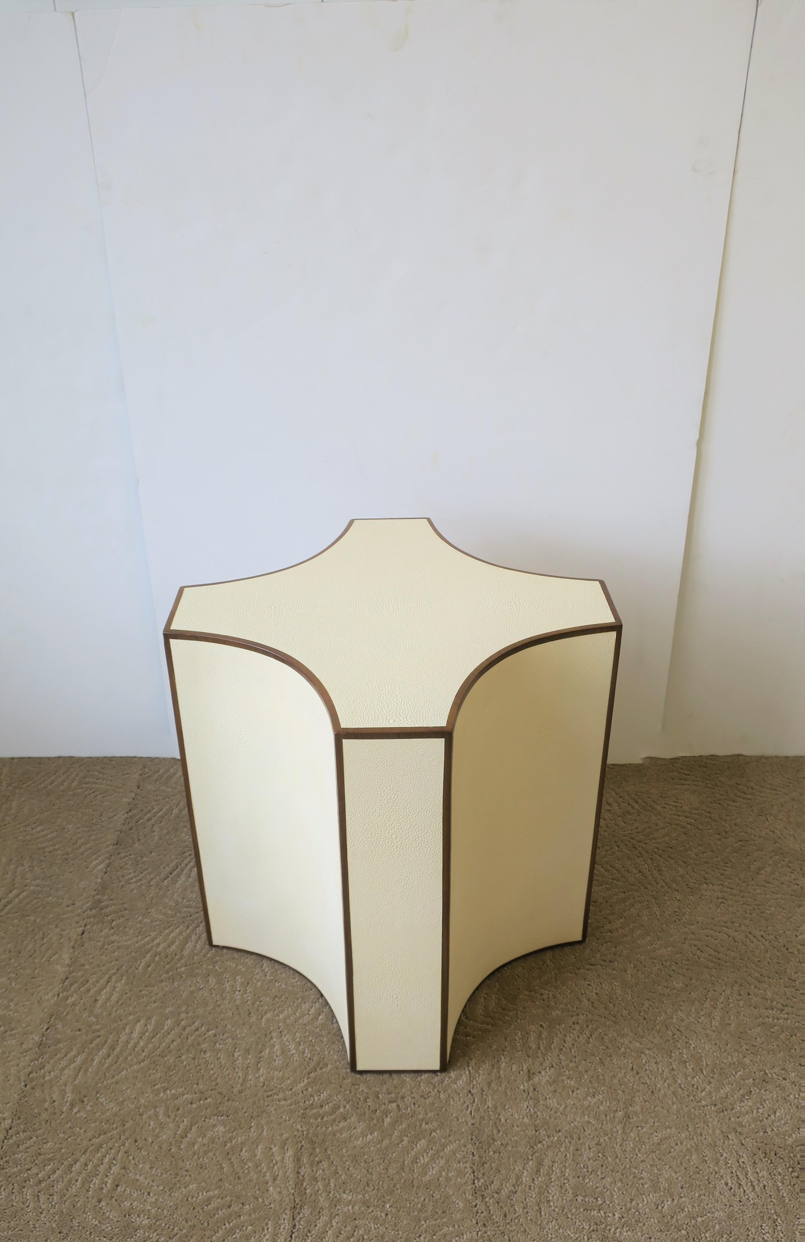 Wood Shagreen-esque Pedestal Side or Drinks Table