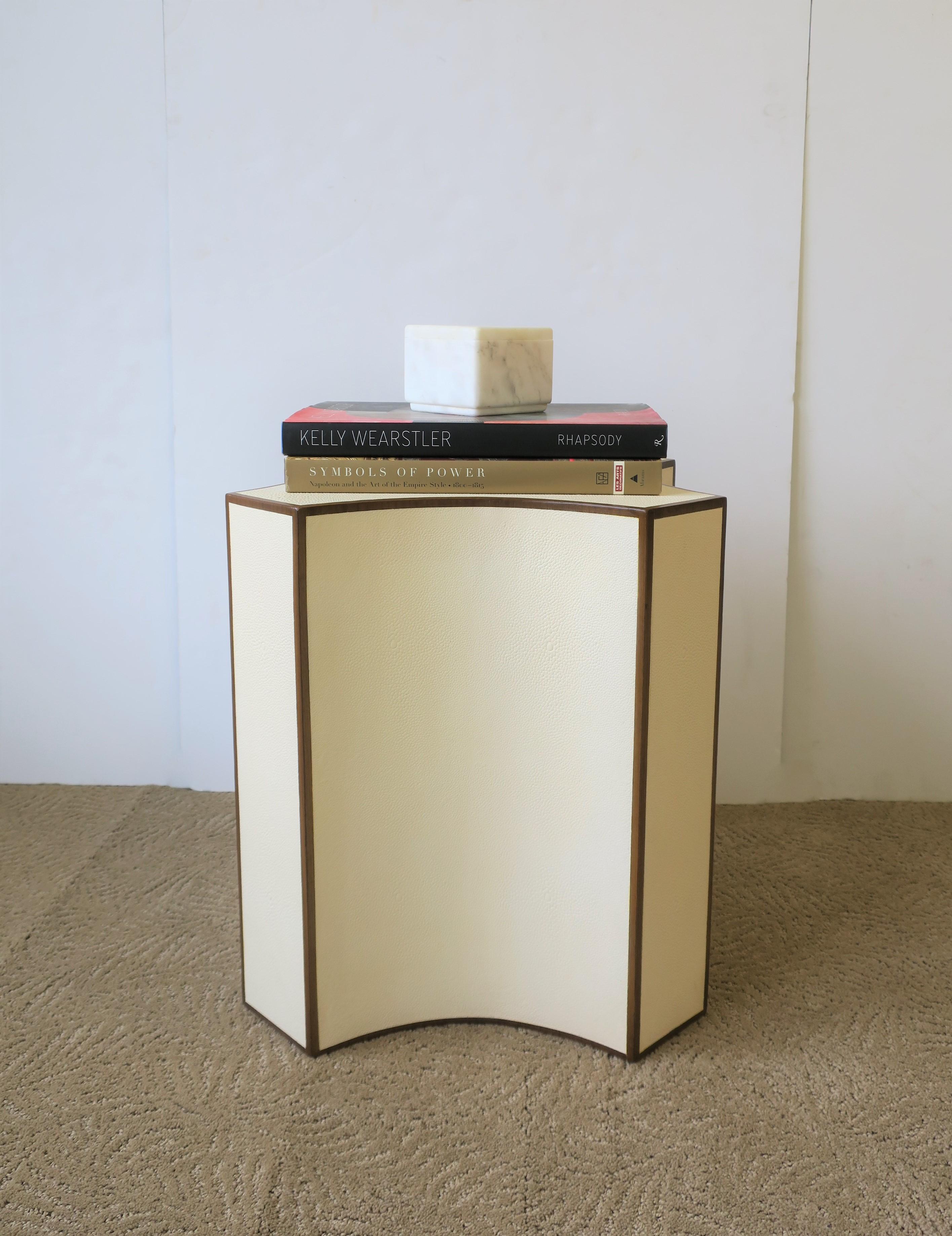 Contemporary Shagreen-esque Pedestal Side or Drinks Table