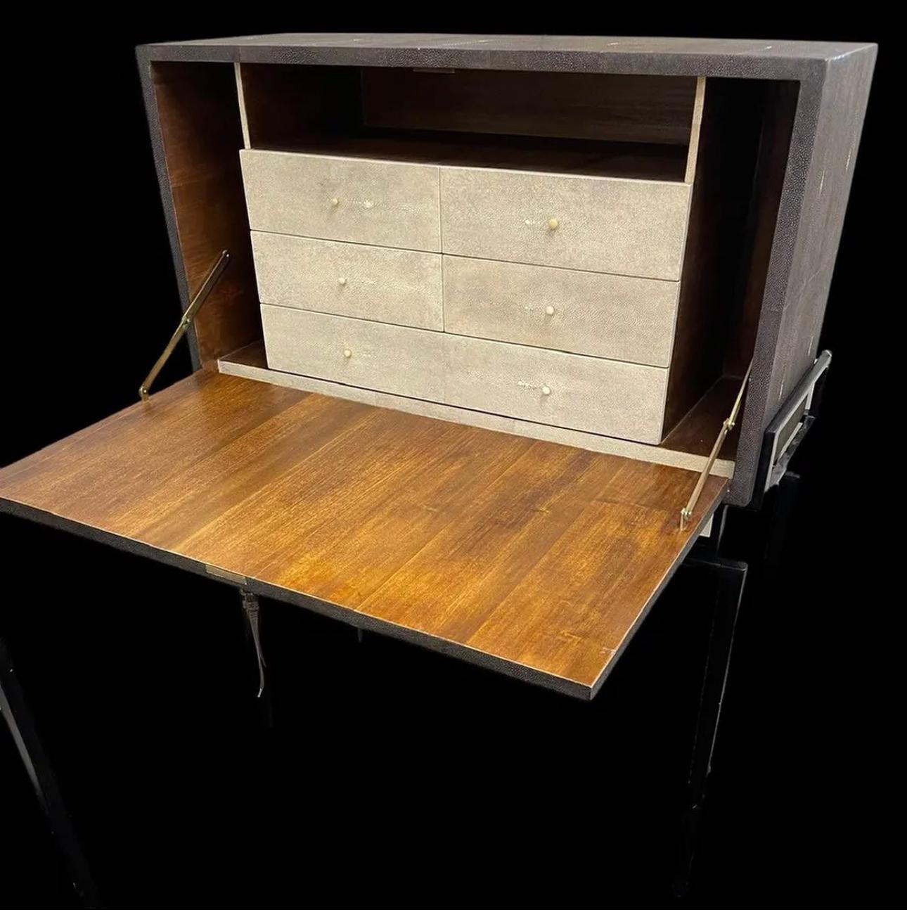20th Century Shagreen exquisite Secretaire Cabinet by R&Y Augousti Paris  For Sale
