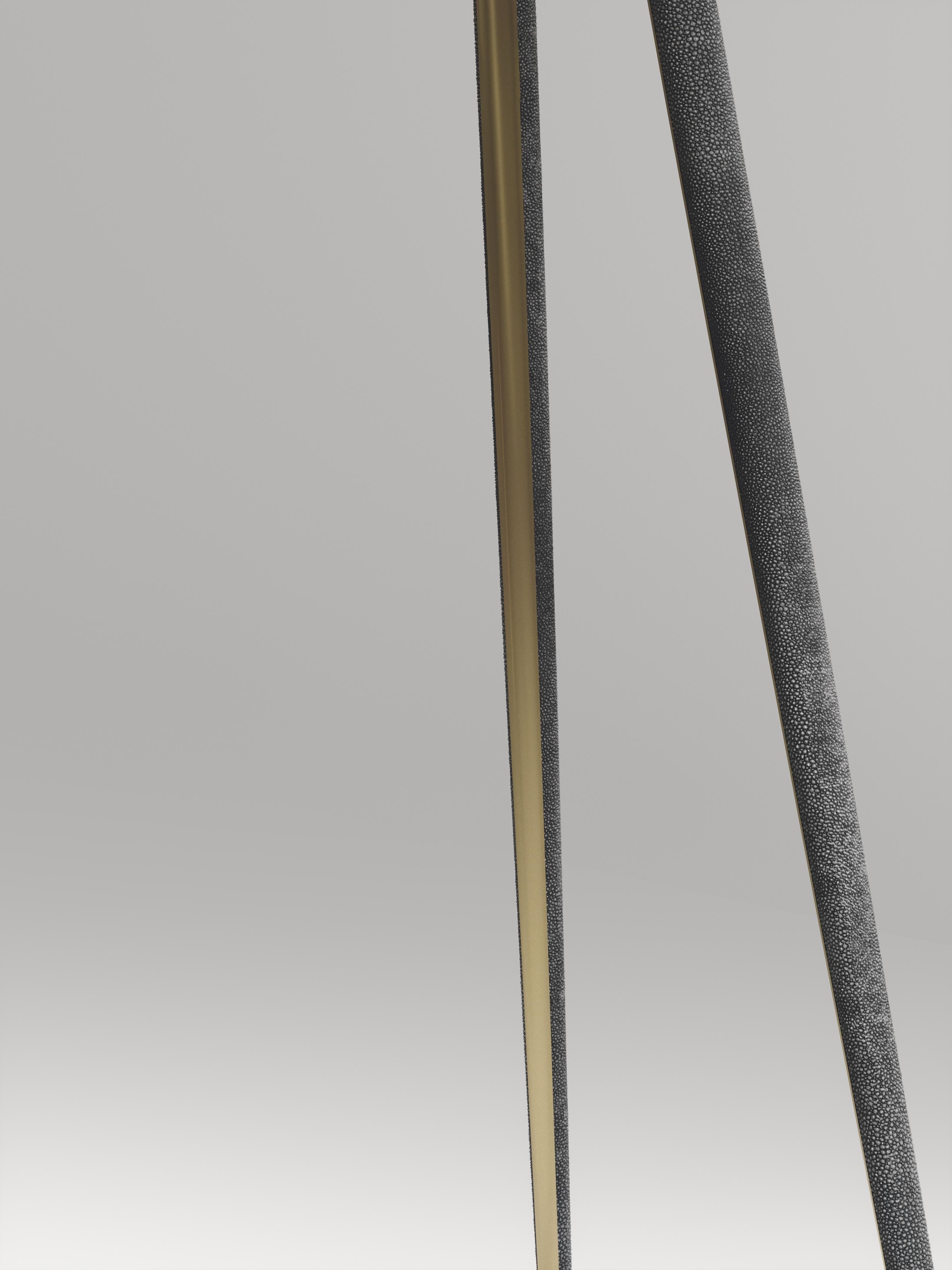 Contemporary Shagreen Floor Lamp with Bronze-Patina Brass Details by R&Y Augousti For Sale