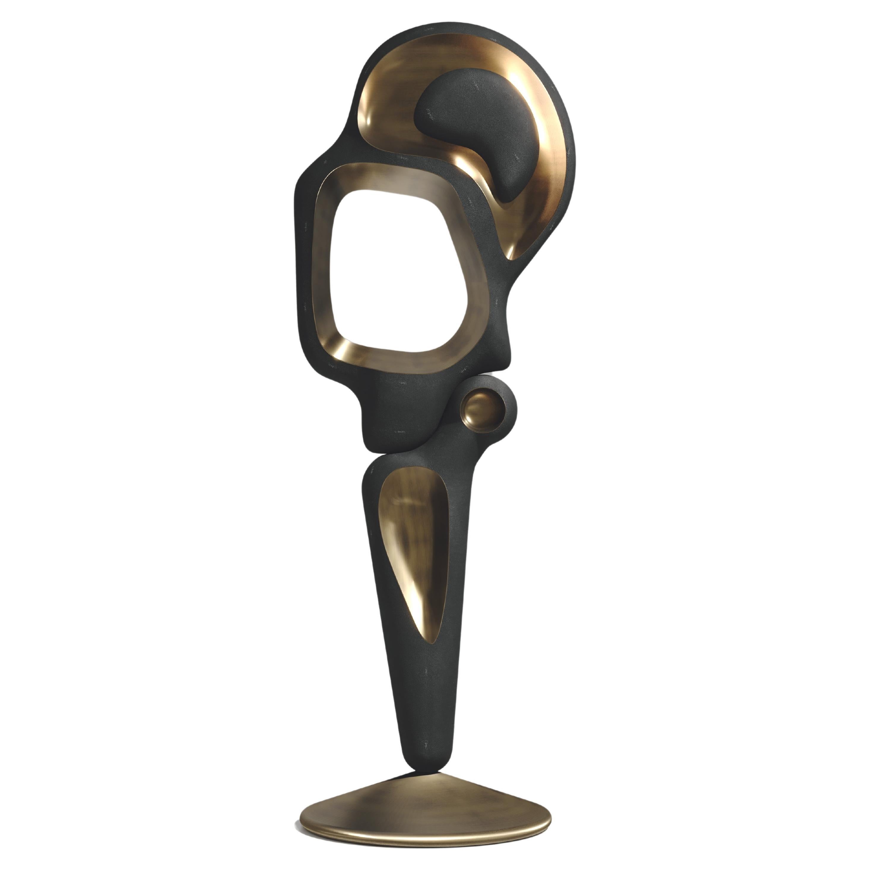 Shagreen Floor Lamp with Bronze-Patina Brass Details by R&Y Augousti For Sale