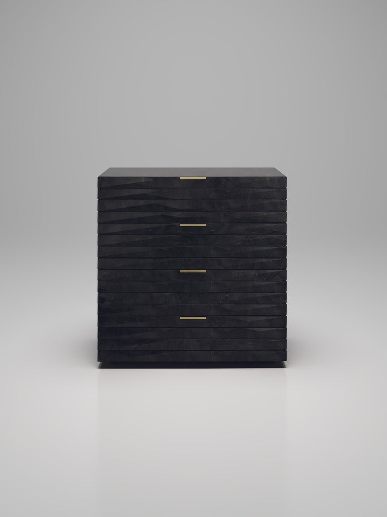 Shagreen Fluted Bar Cabinet Inlaid by R&Y Augousti For Sale 8