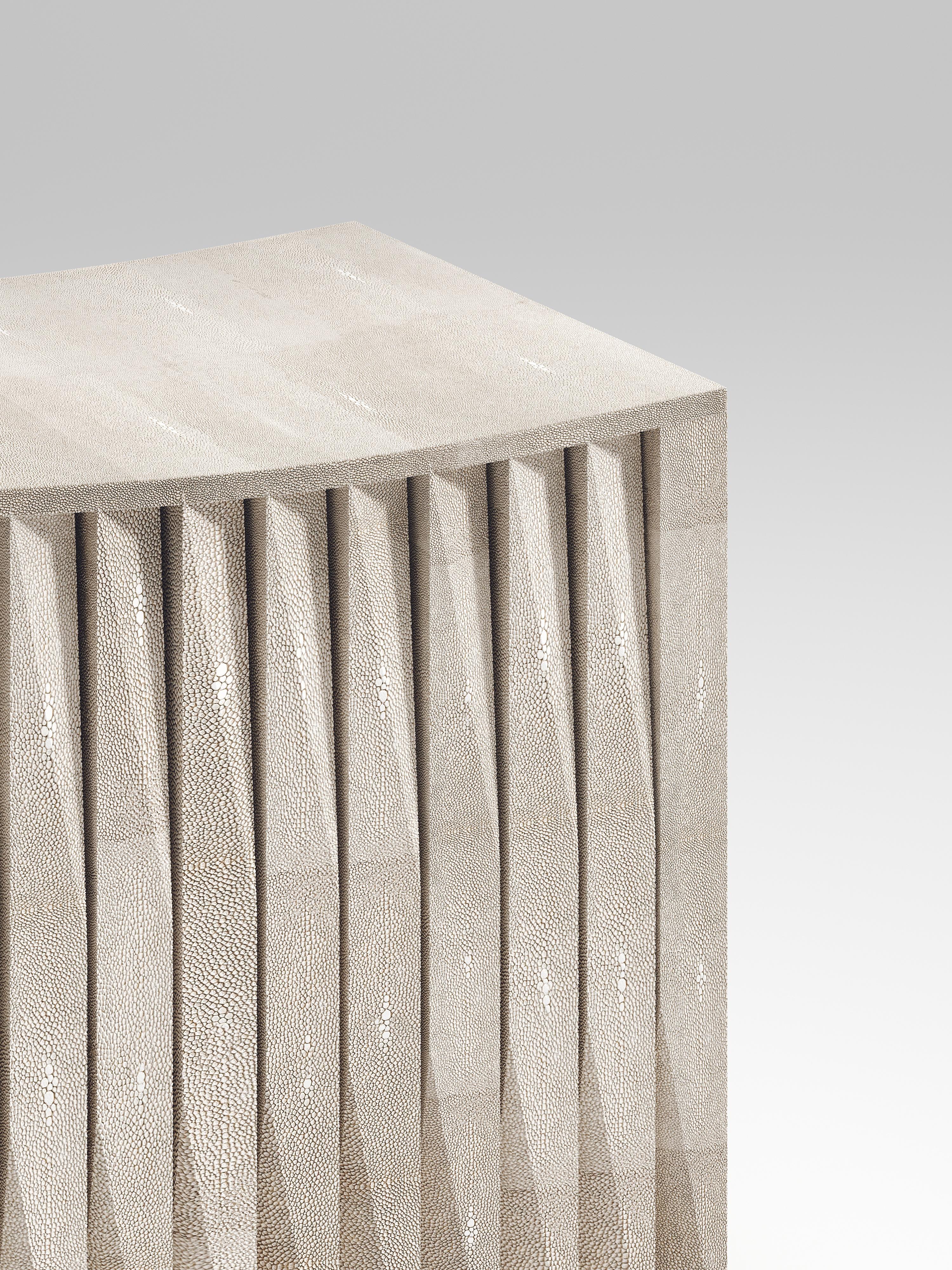Shagreen kannelierter Hocker von R&Y Augousti (Art déco) im Angebot