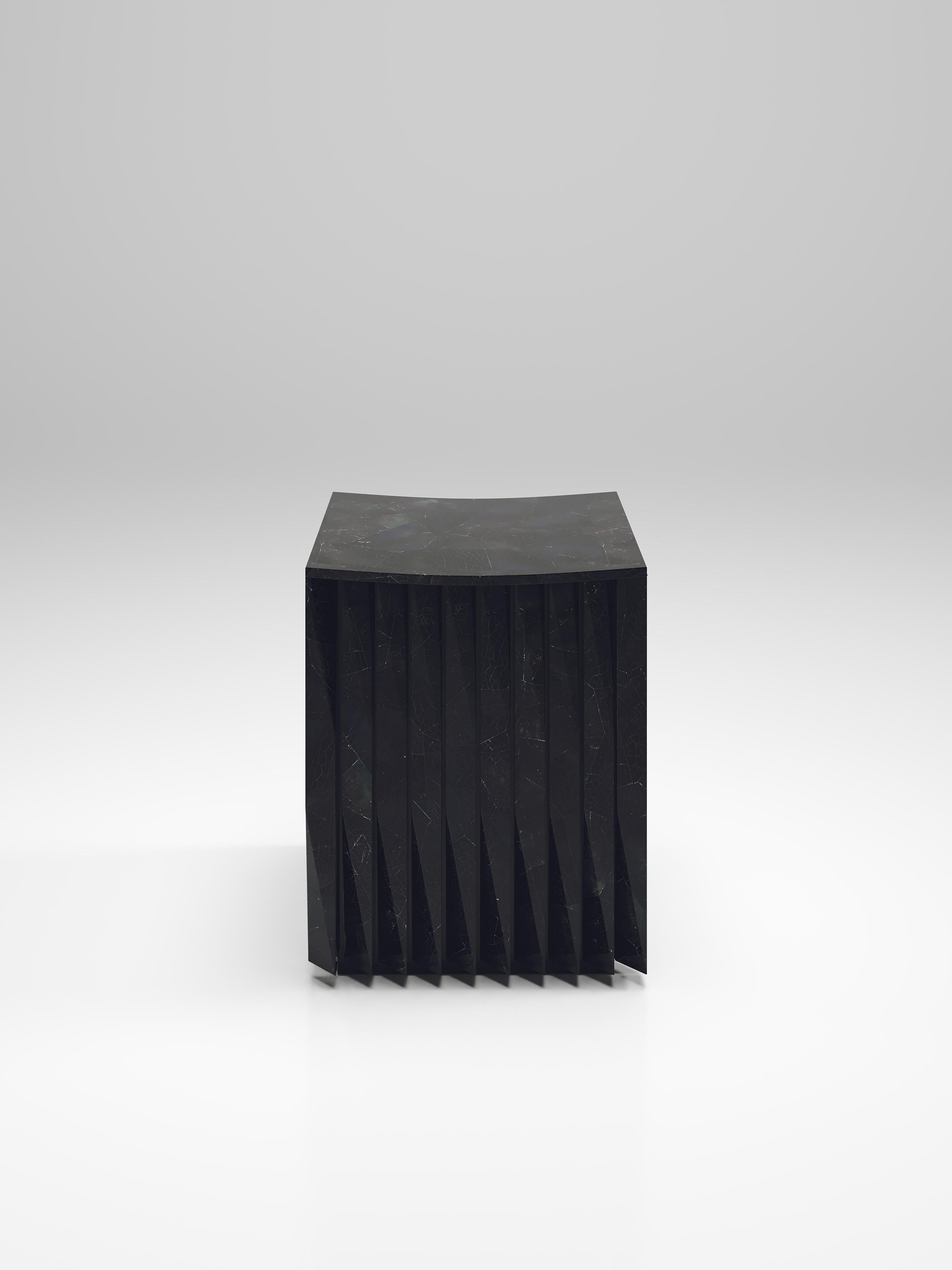 Shagreen kannelierter Hocker von R&Y Augousti (Handgefertigt) im Angebot