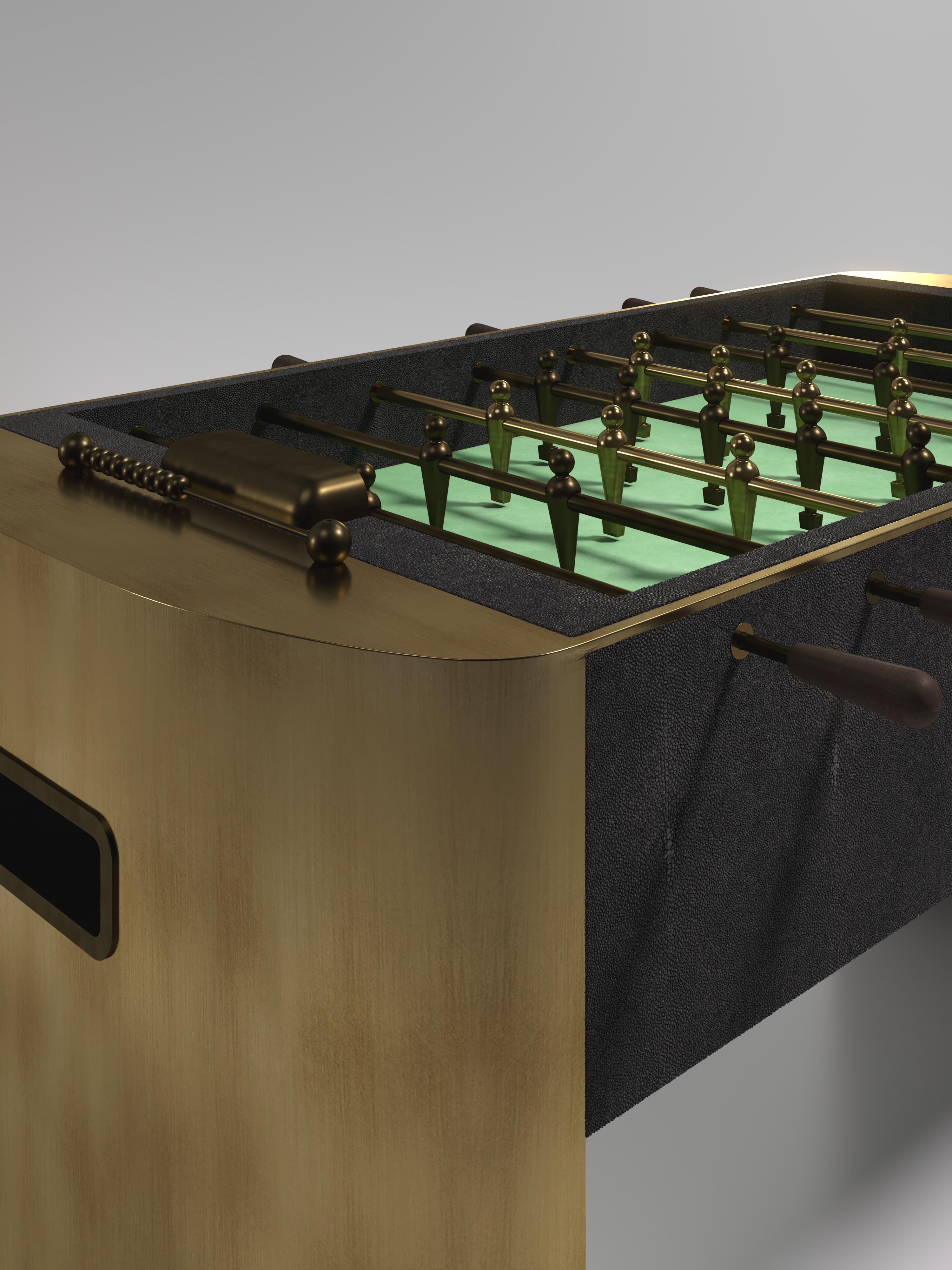Futbolín de piel de zapa con detalles de latón patinado R&Y Augousti Art Decó en venta
