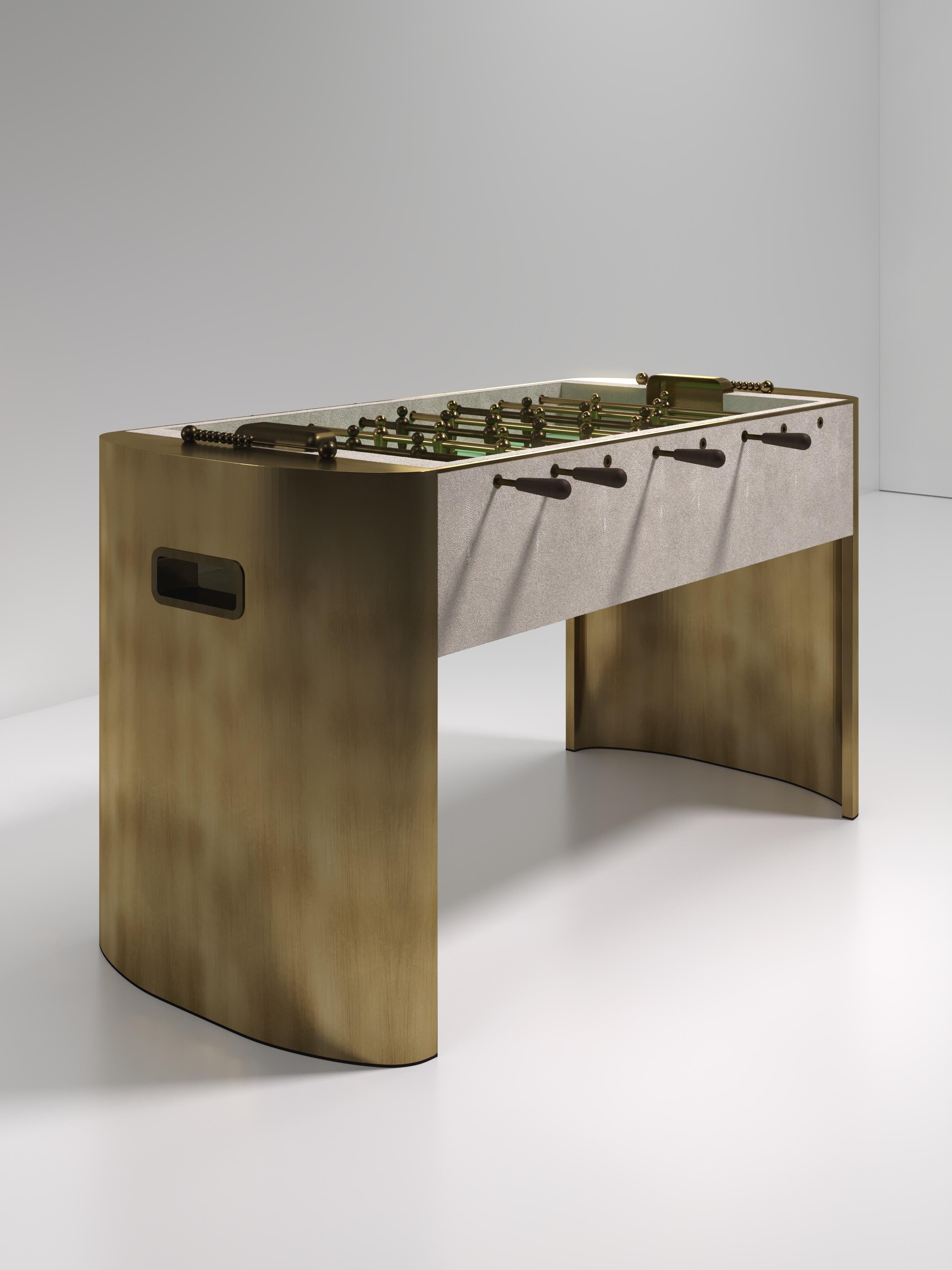Foosballtisch aus Chagrinleder mit Akzenten aus poliertem Edelstahl R&Y Augousti im Angebot 8