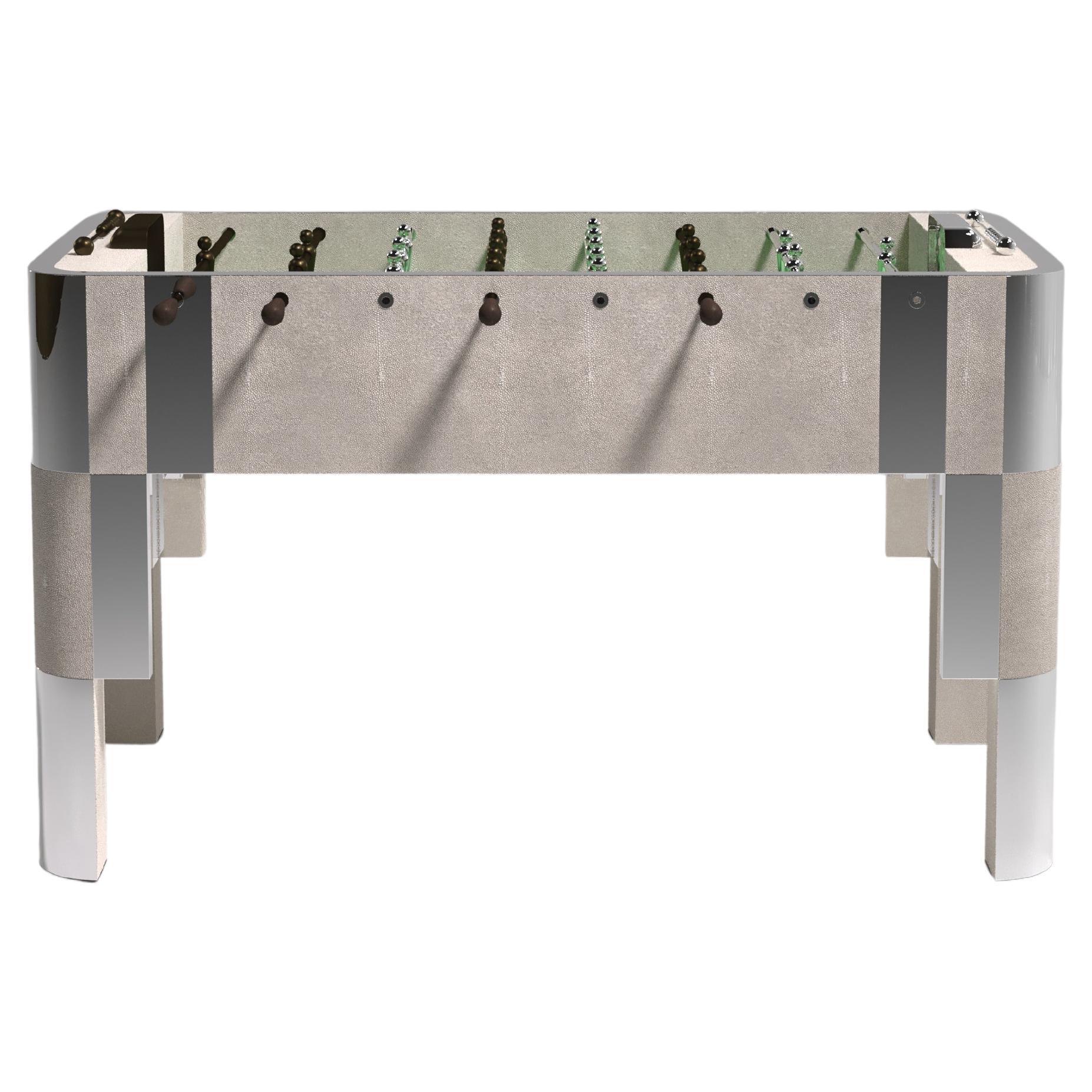 Foosballtisch aus Chagrinleder mit Akzenten aus poliertem Edelstahl R&Y Augousti im Angebot