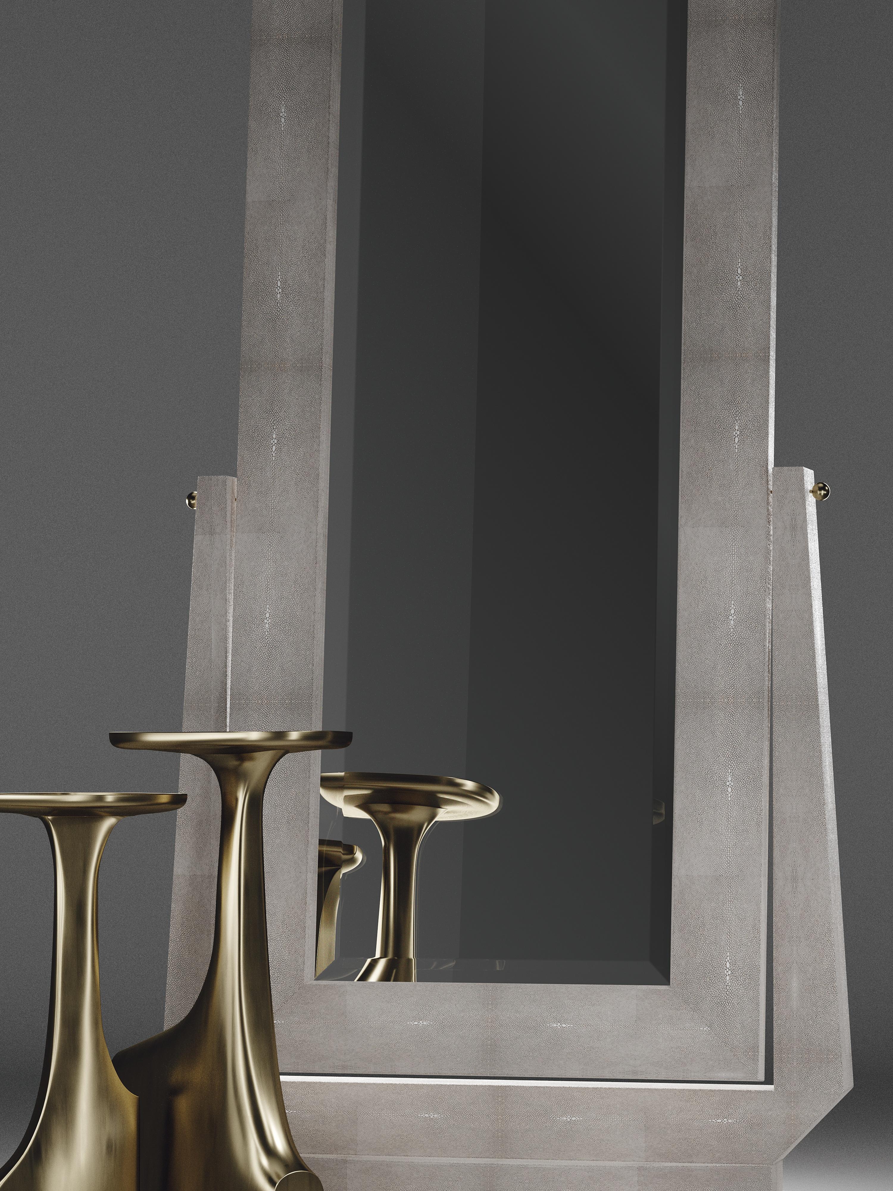 Art Deco Shagreen Full Length Floor Mirror by R&Y Augousti For Sale
