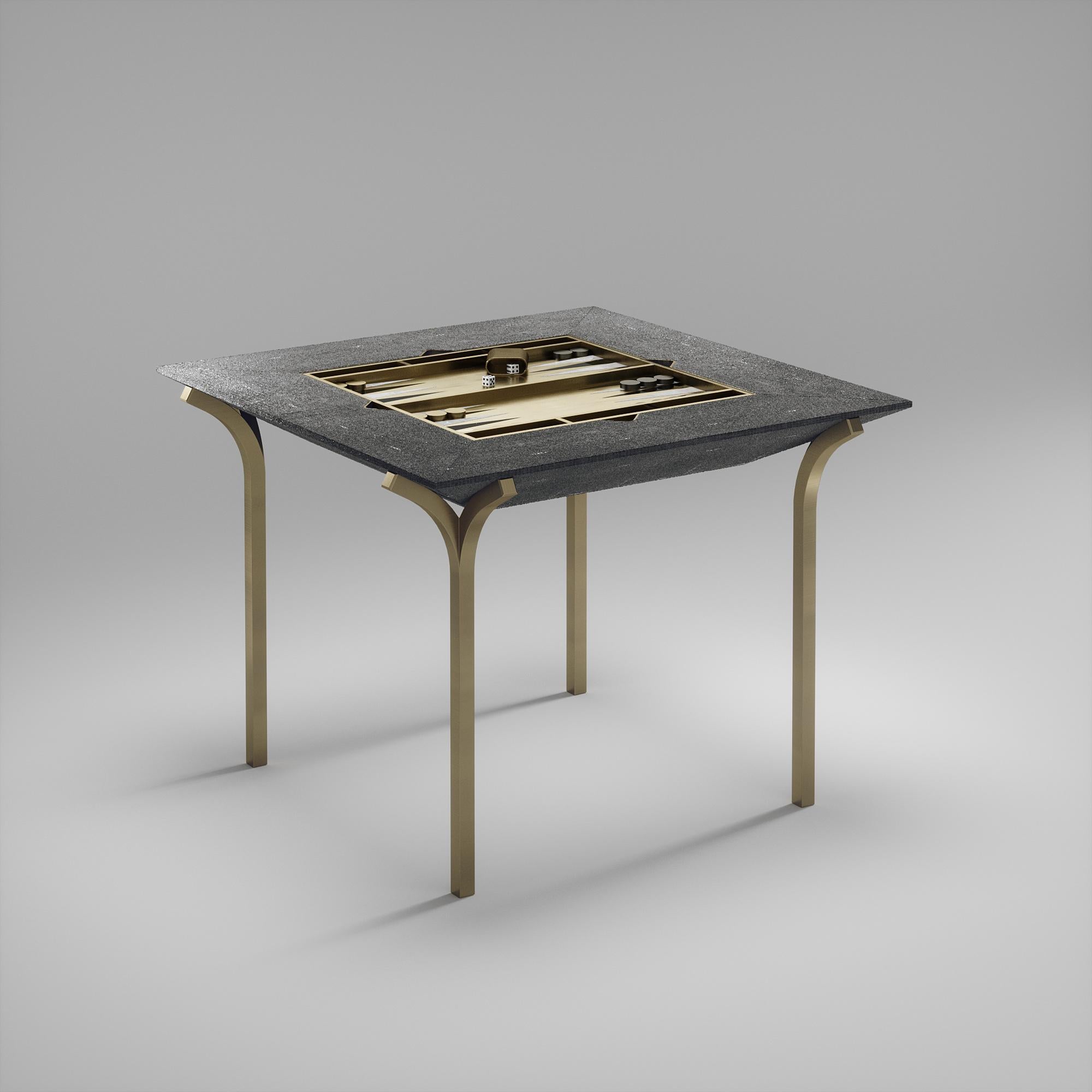 Table de jeu en galuchat avec accents en bronze-patina et laiton R&Y Augousti en vente 3