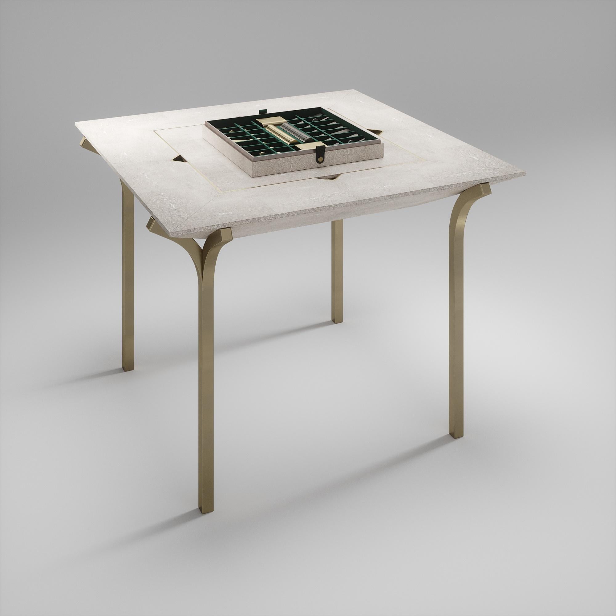 Shagreen-Spieltisch mit Bronze-Patina-Messing-Akzenten R&Y Augousti im Angebot 4