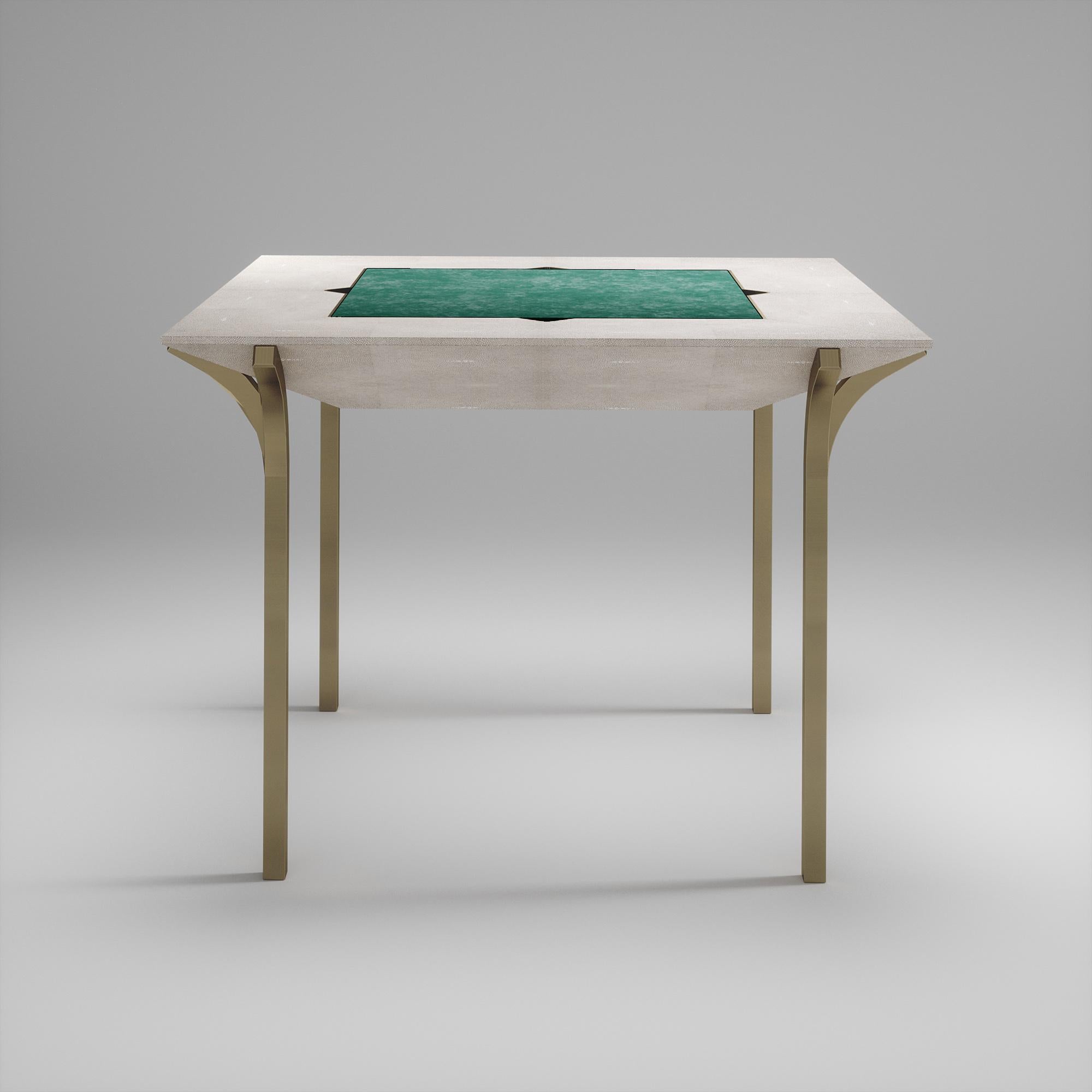 Shagreen Game Table with Bronze-Patina Brass Accents R&Y Augousti For Sale 3