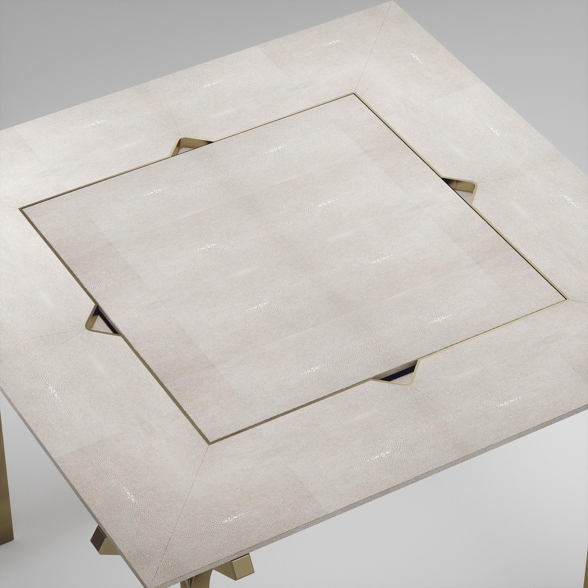 Shagreen-Spieltisch mit Bronze-Patina-Messing-Akzenten R&Y Augousti im Angebot 6