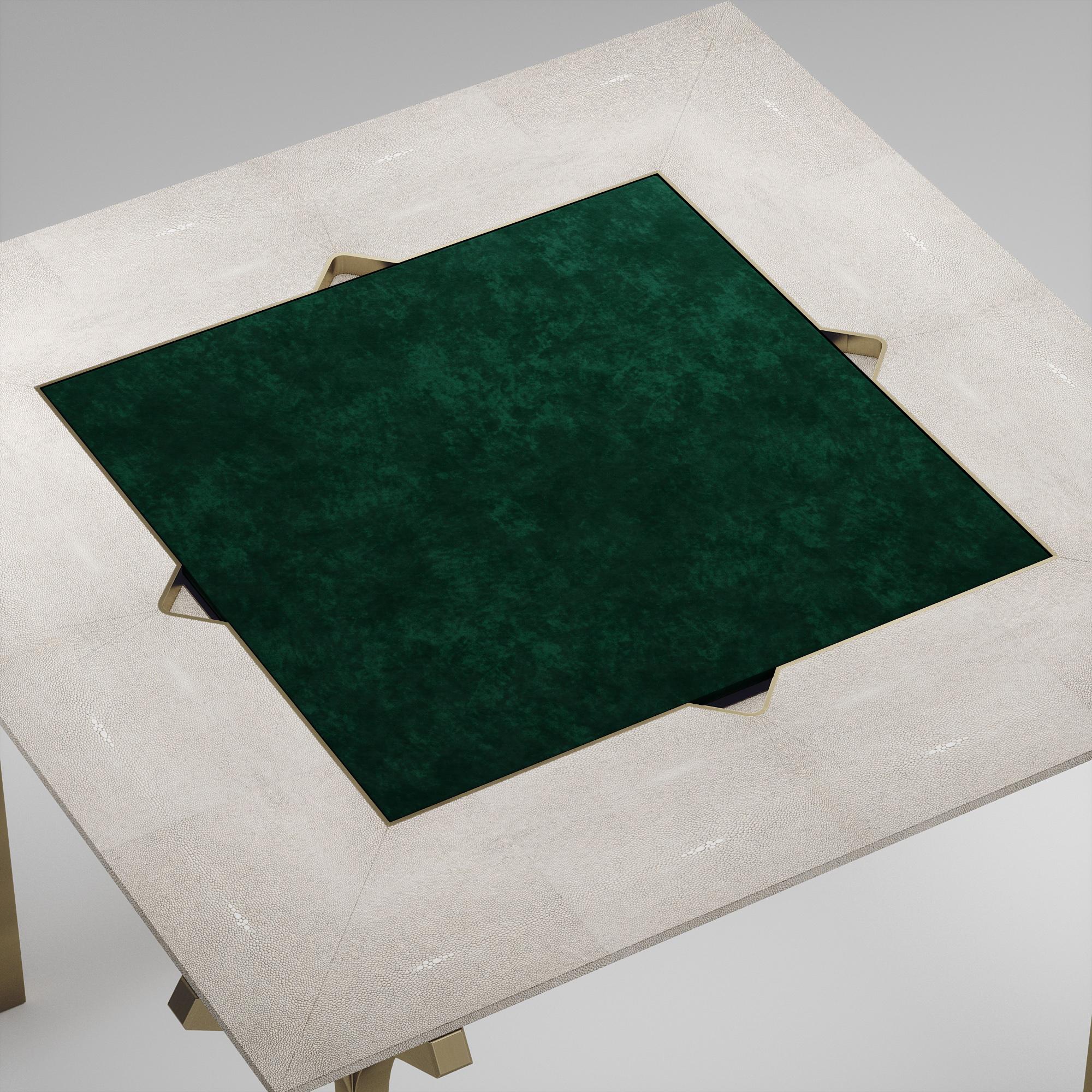 Shagreen Game Table with Bronze-Patina Brass Accents R&Y Augousti For Sale 11