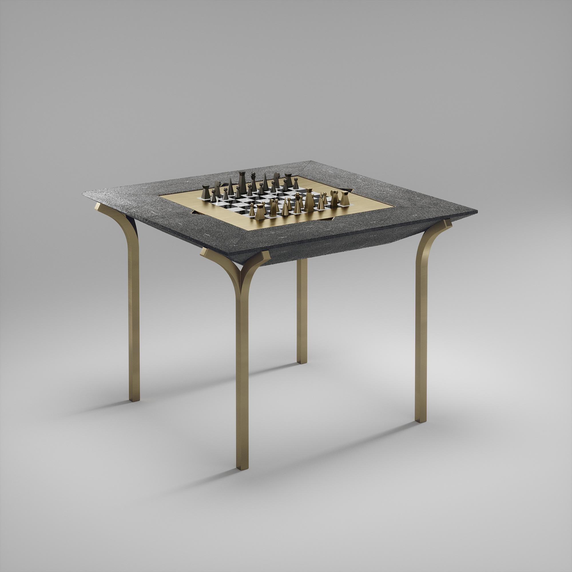 Table de jeu en galuchat avec accents en bronze-patina et laiton R&Y Augousti Neuf - En vente à New York, NY