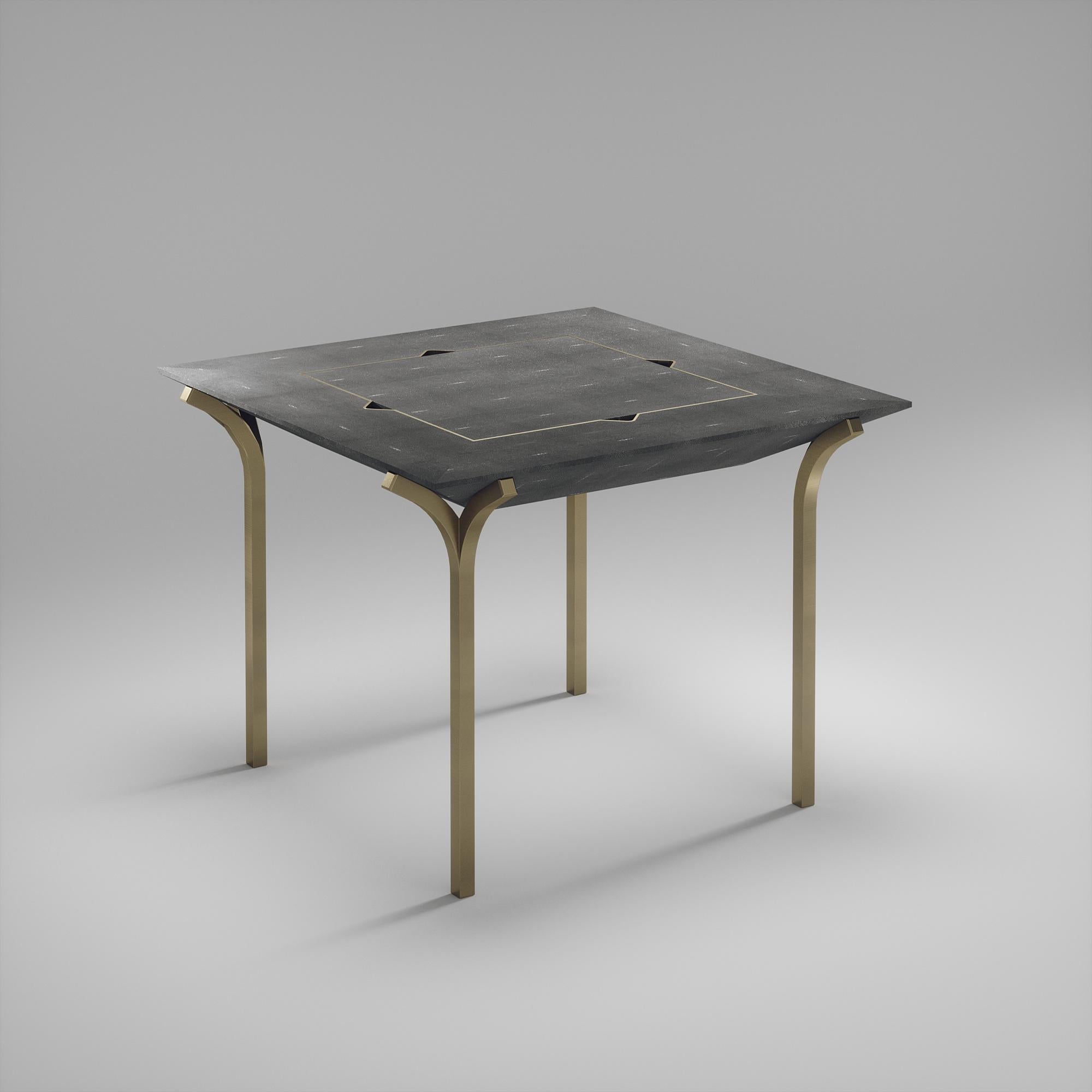Contemporary Shagreen Game Table with Bronze-Patina Brass Accents R&Y Augousti For Sale