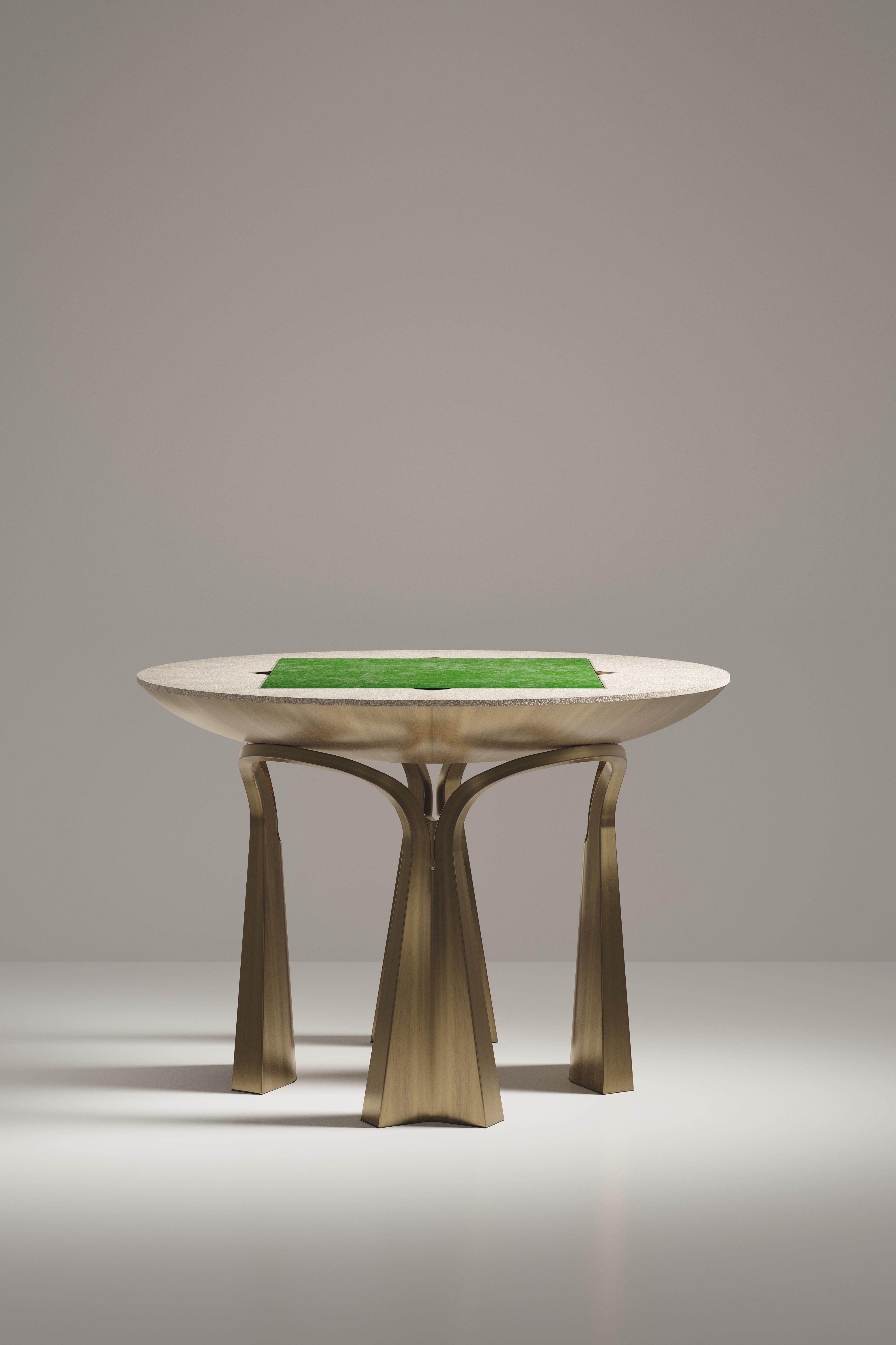Mesa de juego de piel de zapa con detalles de latón patinado R&Y Augousti en venta 1
