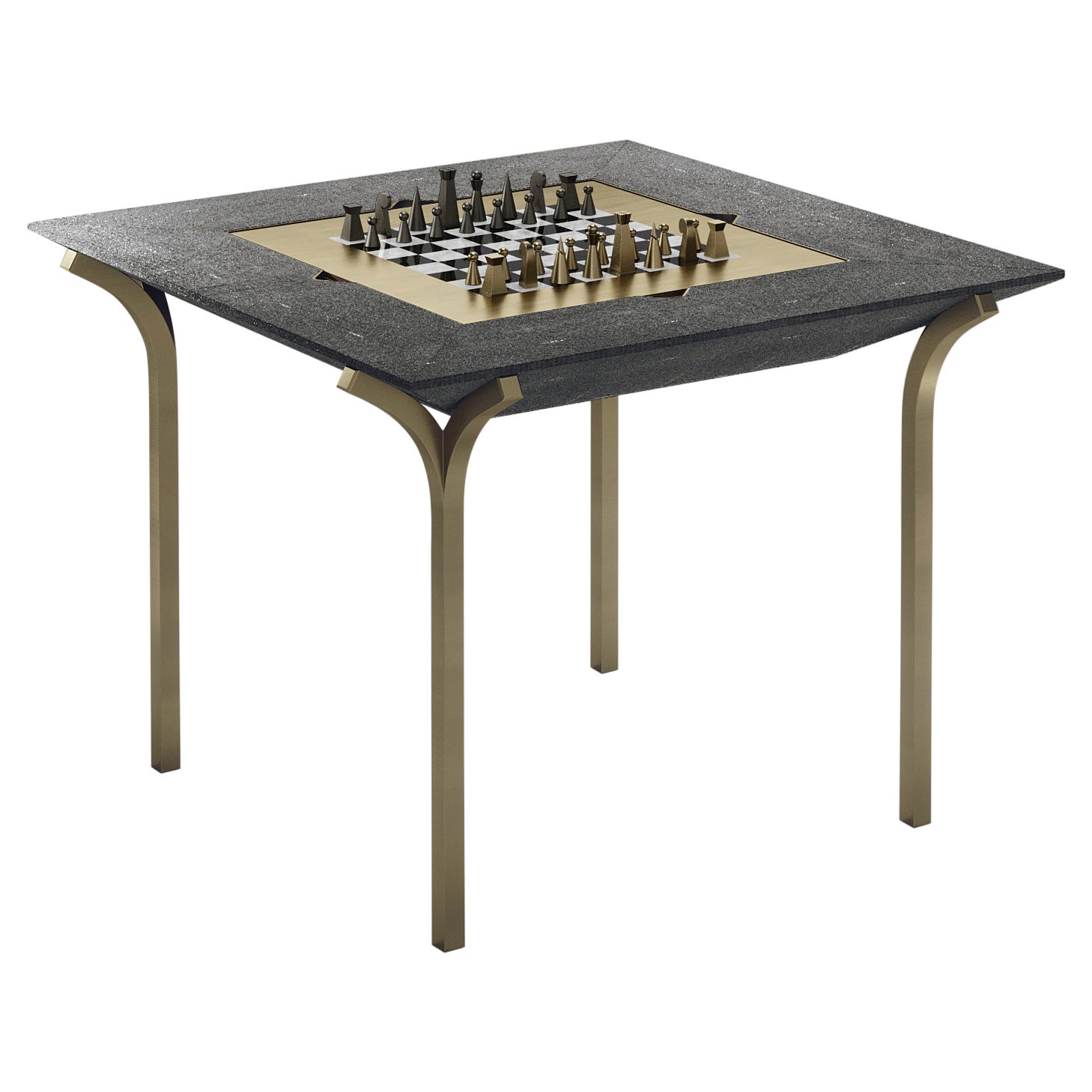 Table de jeu en galuchat avec accents en laiton Patina R&Y Augousti