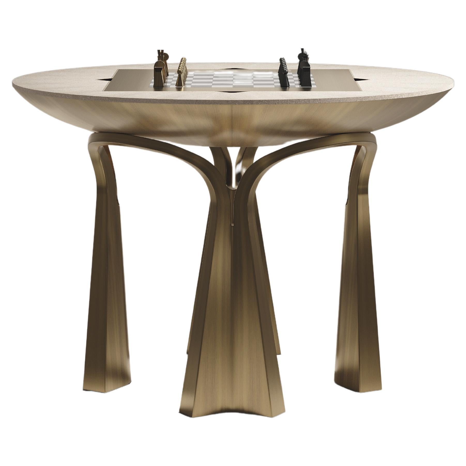 Shagreen-Spieltisch mit Bronze-Patina-Messing-Akzenten R&Y Augousti