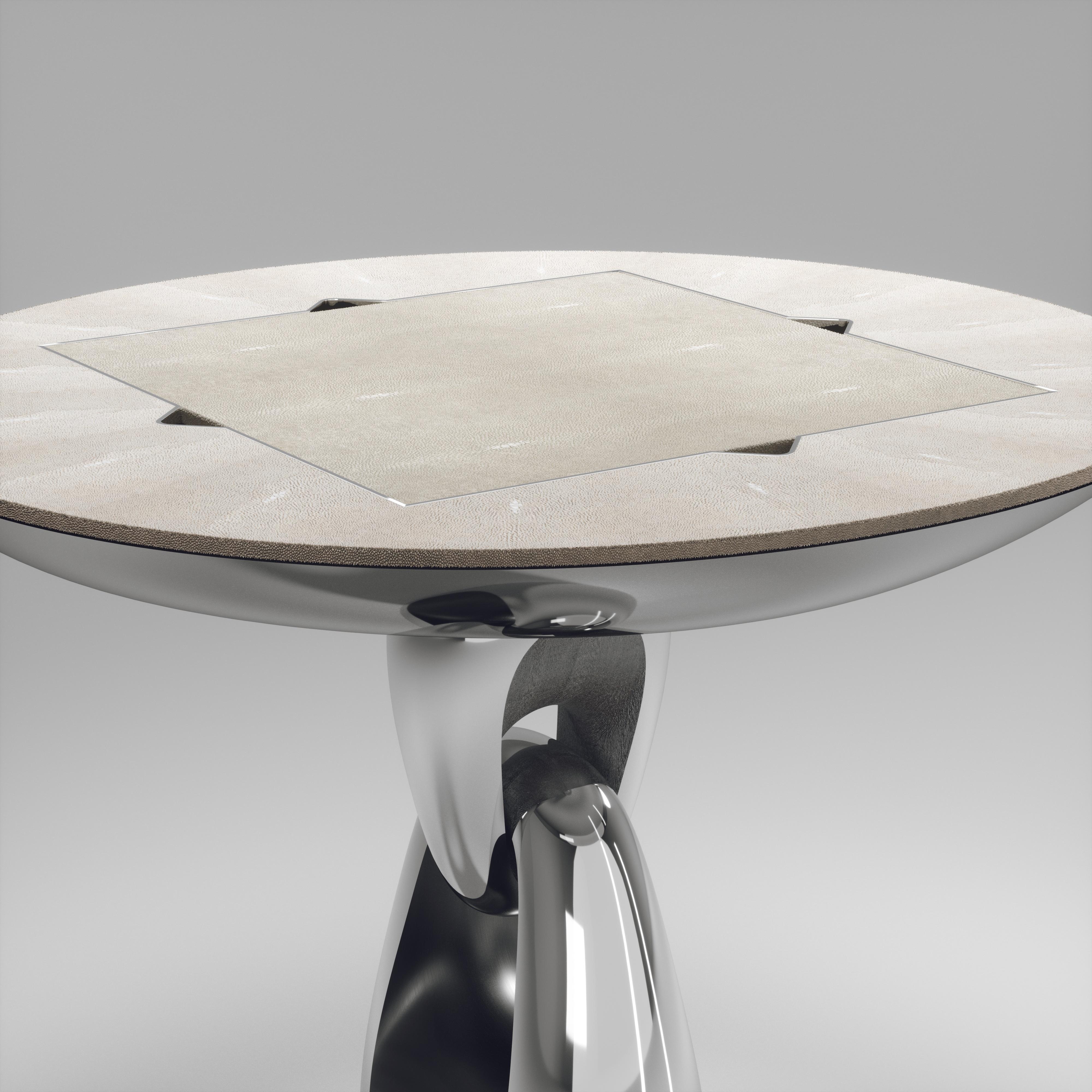 Shagreen-Spieltisch mit verchromter Oberfläche und polierten Stahlakzenten R&Y Augousti im Angebot 4