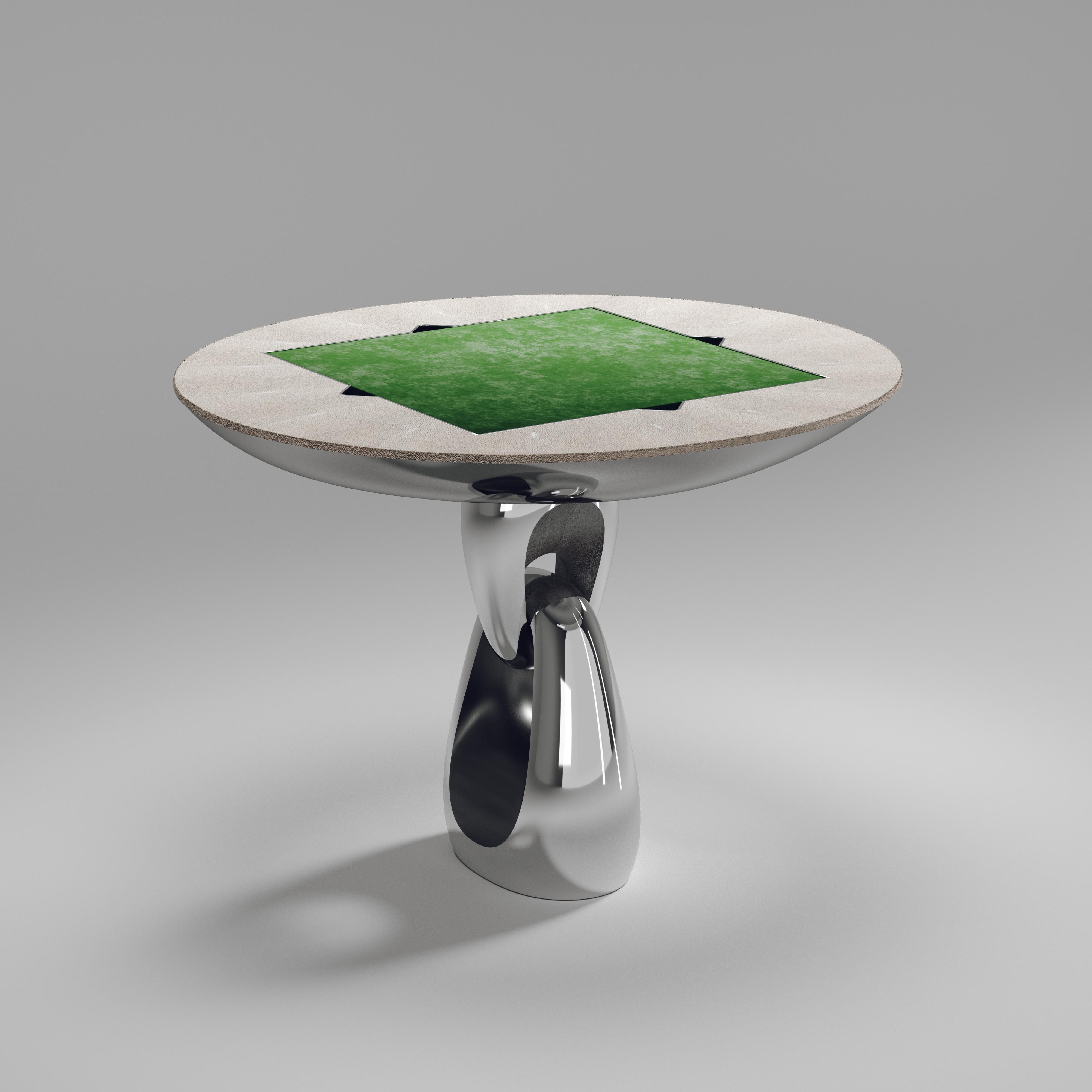 Shagreen-Spieltisch mit verchromter Oberfläche und polierten Stahlakzenten R&Y Augousti im Angebot 5