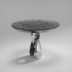 Shagreen Game Table with Chrome Finish Polished Steel Accents R&Y Augousti