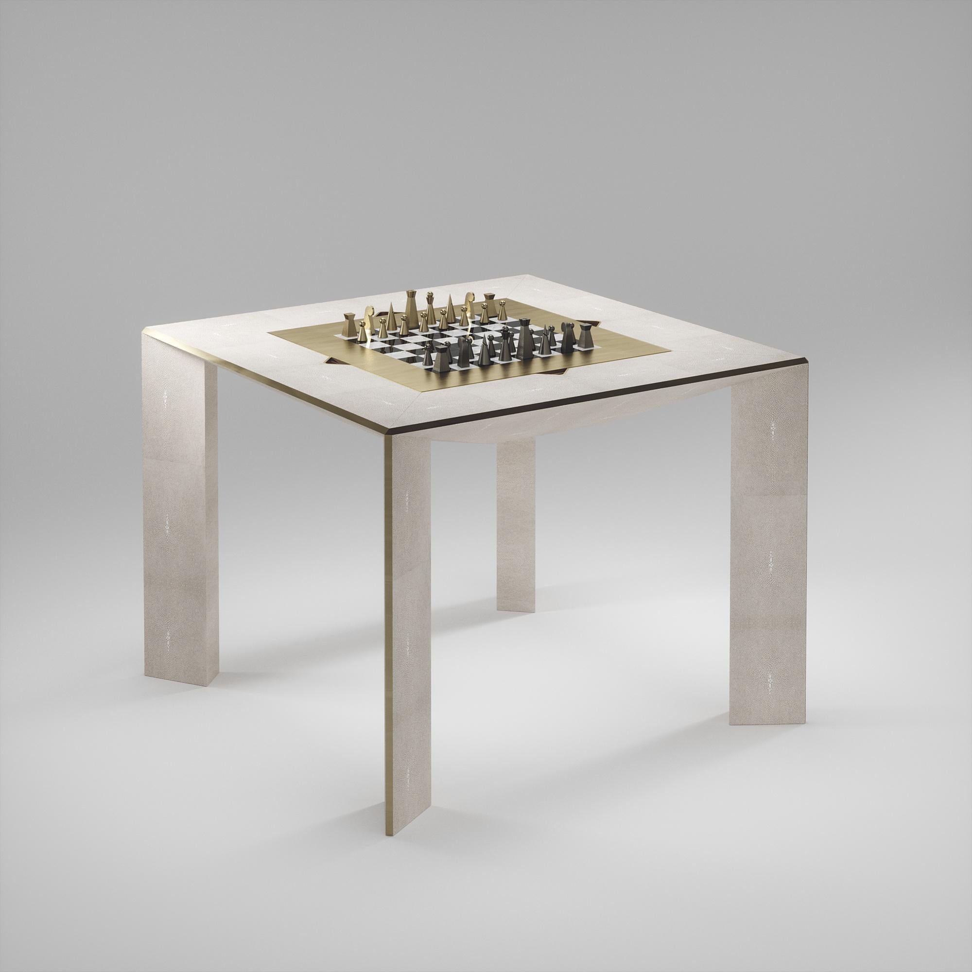 Shagreen Game Table with Chrome Finish Stainless Steel Accents R&Y Augousti For Sale 12