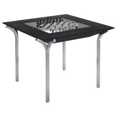 Mesa de juego de piel de zapa con detalles de acero inoxidable acabado en cromo R & Y Augousti