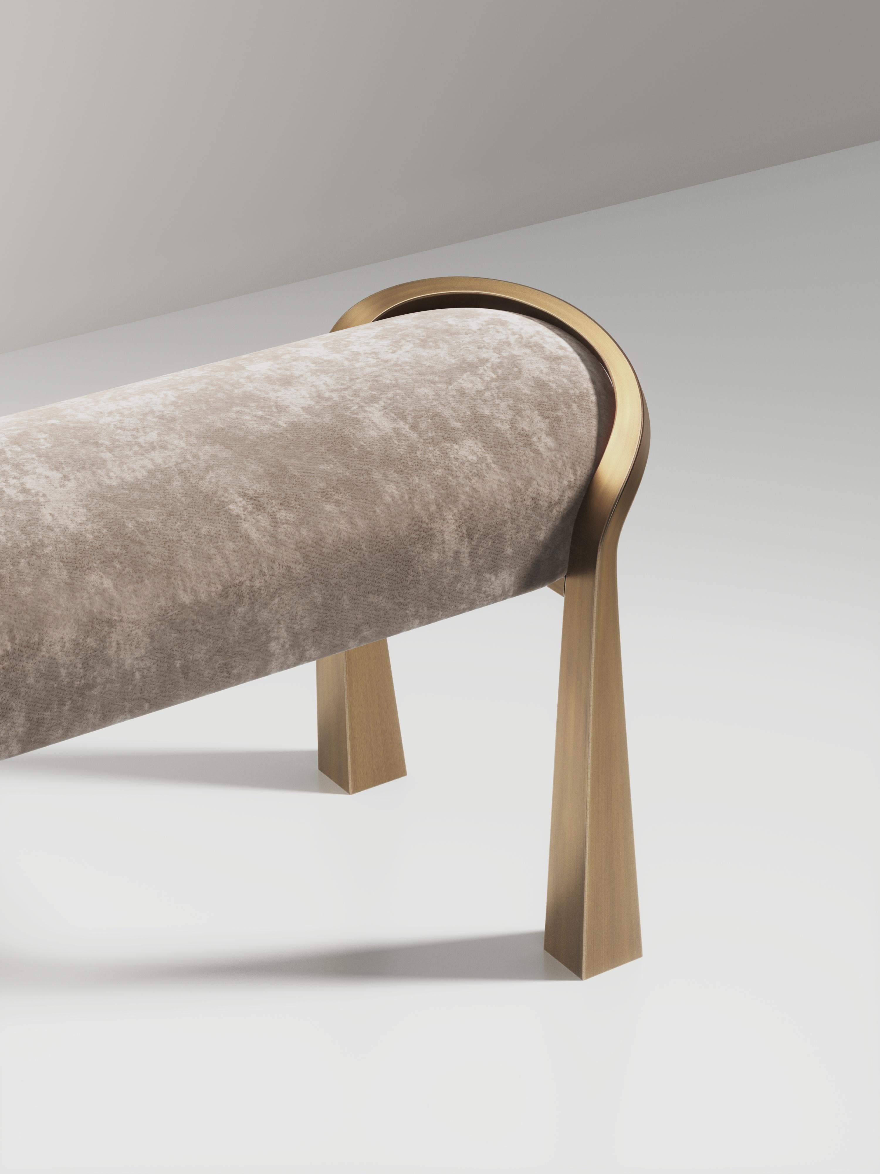 Shagreen Inlaid Bench with Sculptural Bronze Patina Brass Legs by R&Y Augousti For Sale 3