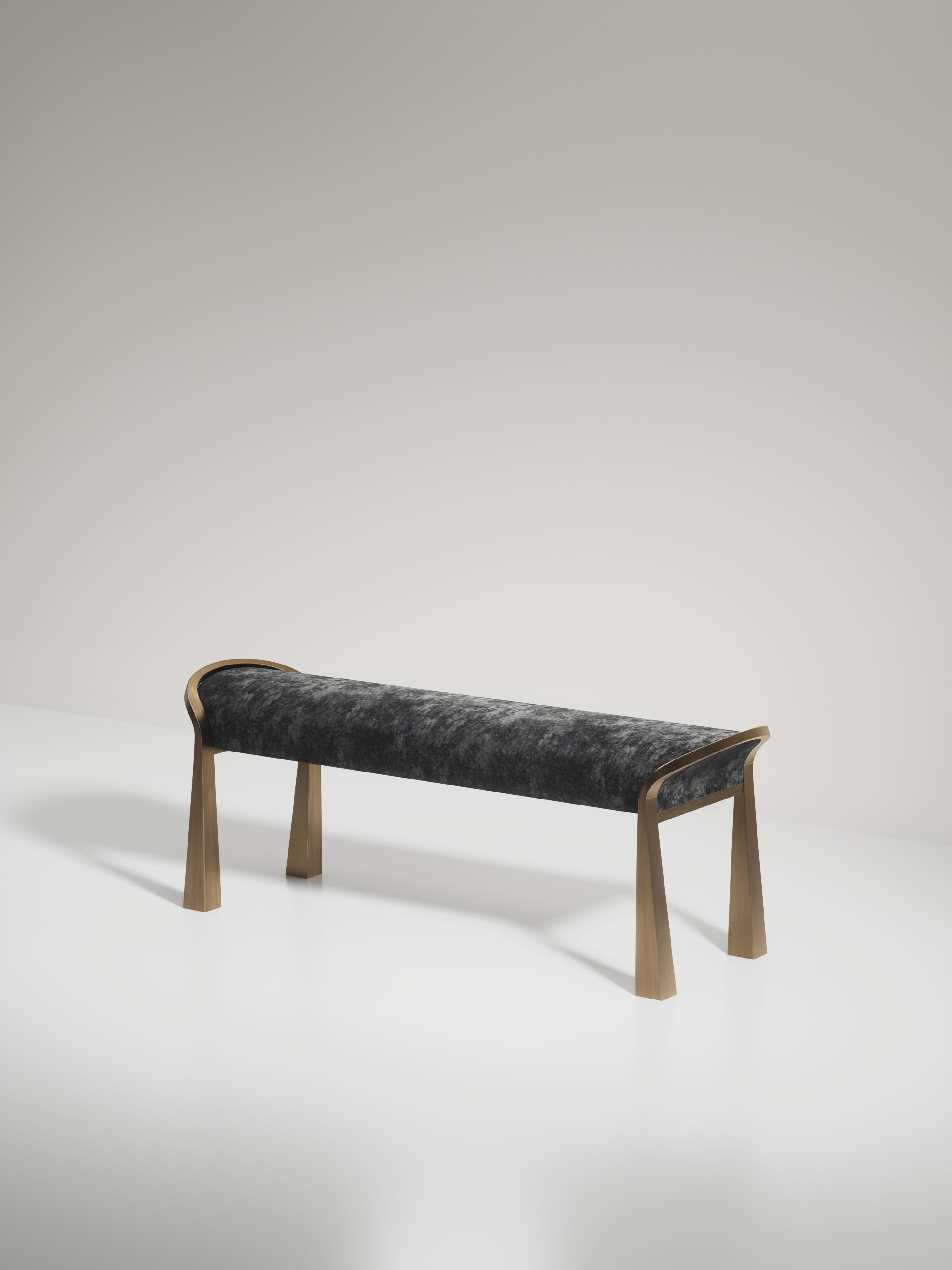 Shagreen Inlaid Bench with Sculptural Bronze Patina Brass Legs by R&Y Augousti For Sale 5