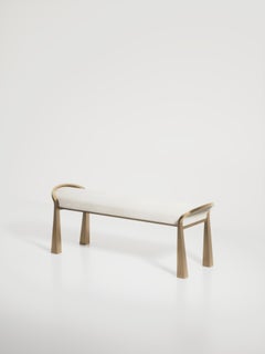 Shagreen Inlaid Bench with Sculptural Bronze Patina Brass Legs by R&Y Augousti