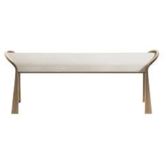 Shagreen Inlaid Bench with Sculptural Bronze Patina Brass Legs by R&Y Augousti