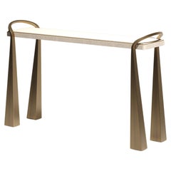 Tavolo da console intarsiato in zigrino con gambe scultoree in ottone di R&Y Augousti