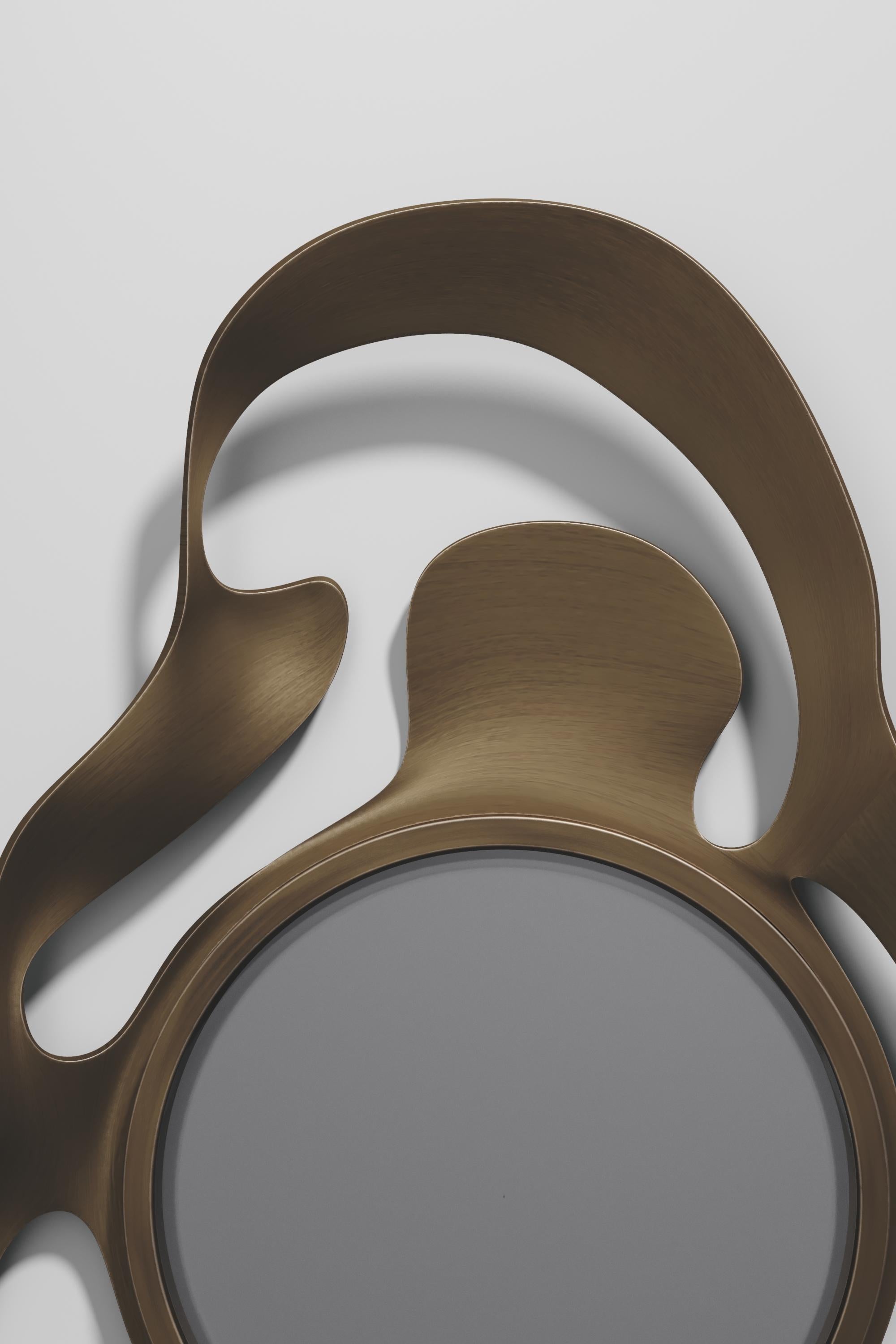 Miroir en marqueterie de galuchat avec détails en laiton patiné par Kifu Paris en vente 7