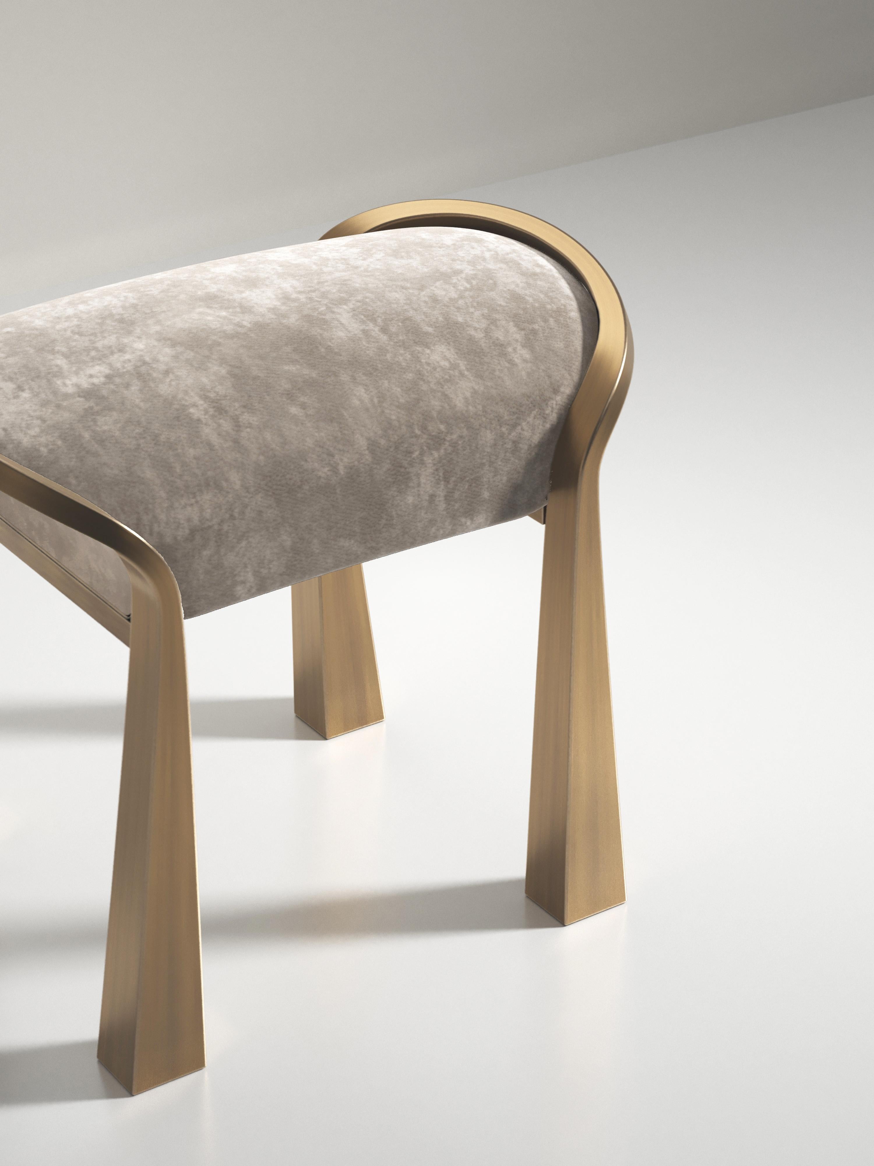 Philippine Shagreen Inlaid Stool with Sculptural Bronze Patina Brass Legs by R&Y Augousti For Sale