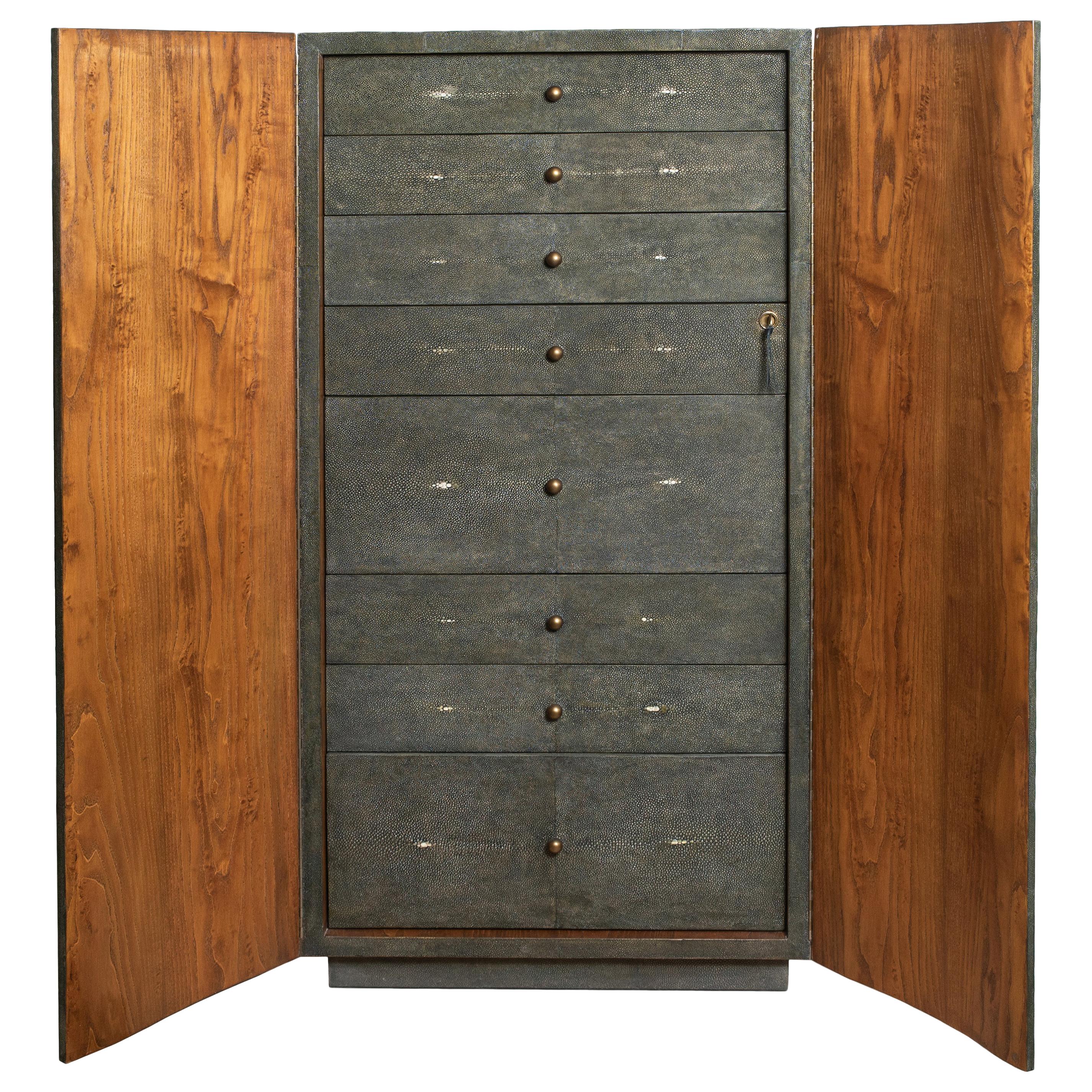 Shagreen Jewelry Cabinet by R&Y Augousti For Sale