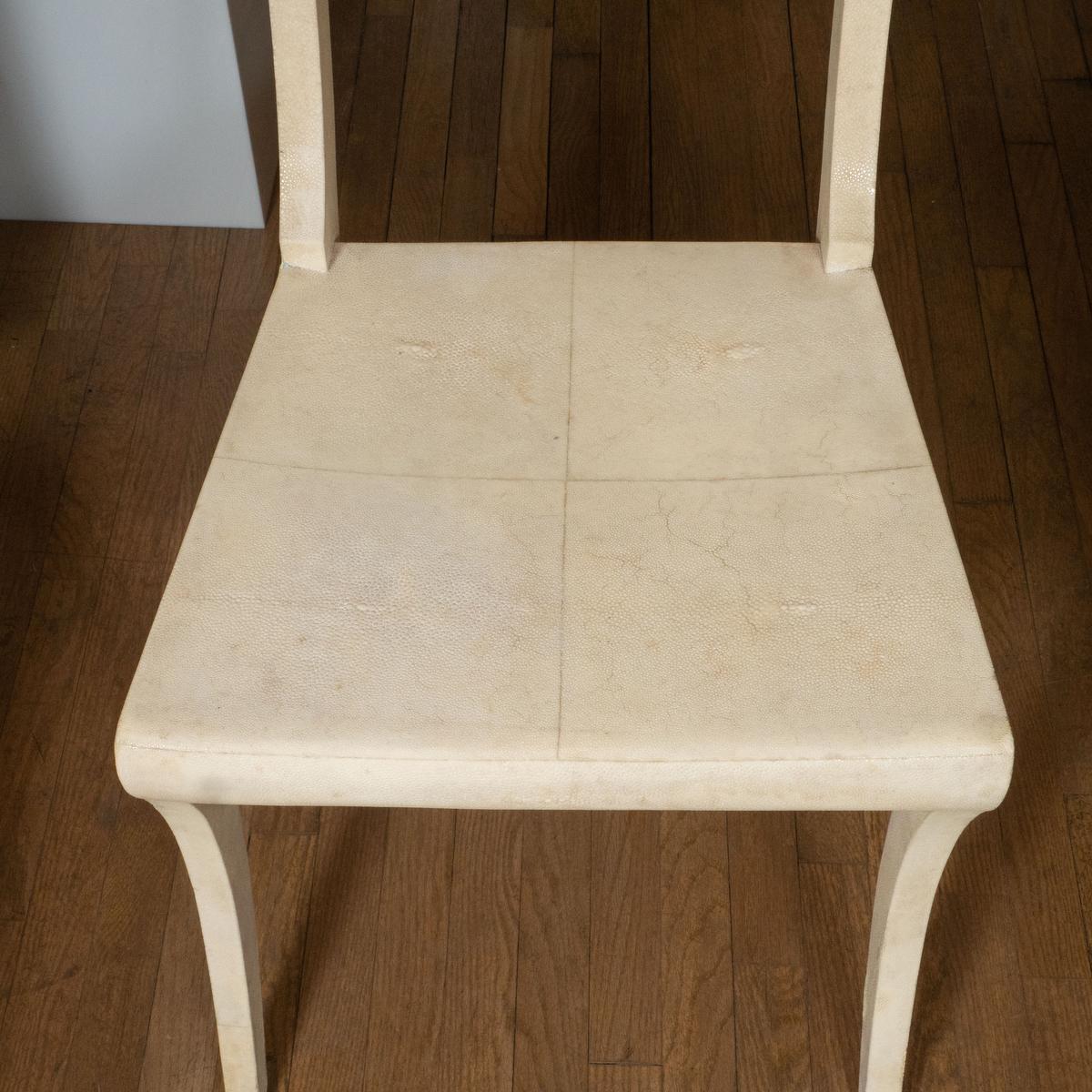Mid-Century Modern Shagreen Klismos Style Chair  For Sale