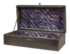 Schachtel aus Shagreen-Leder in Antikgrau, 2er-Set