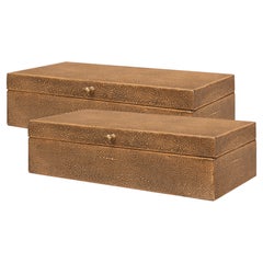 Shagreen-Leder-Box-Set in Tawny-Braun, 2er-Set