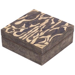 Shagreen Leopard Pattern Box with Shell and Brass Details by Kifu Paris