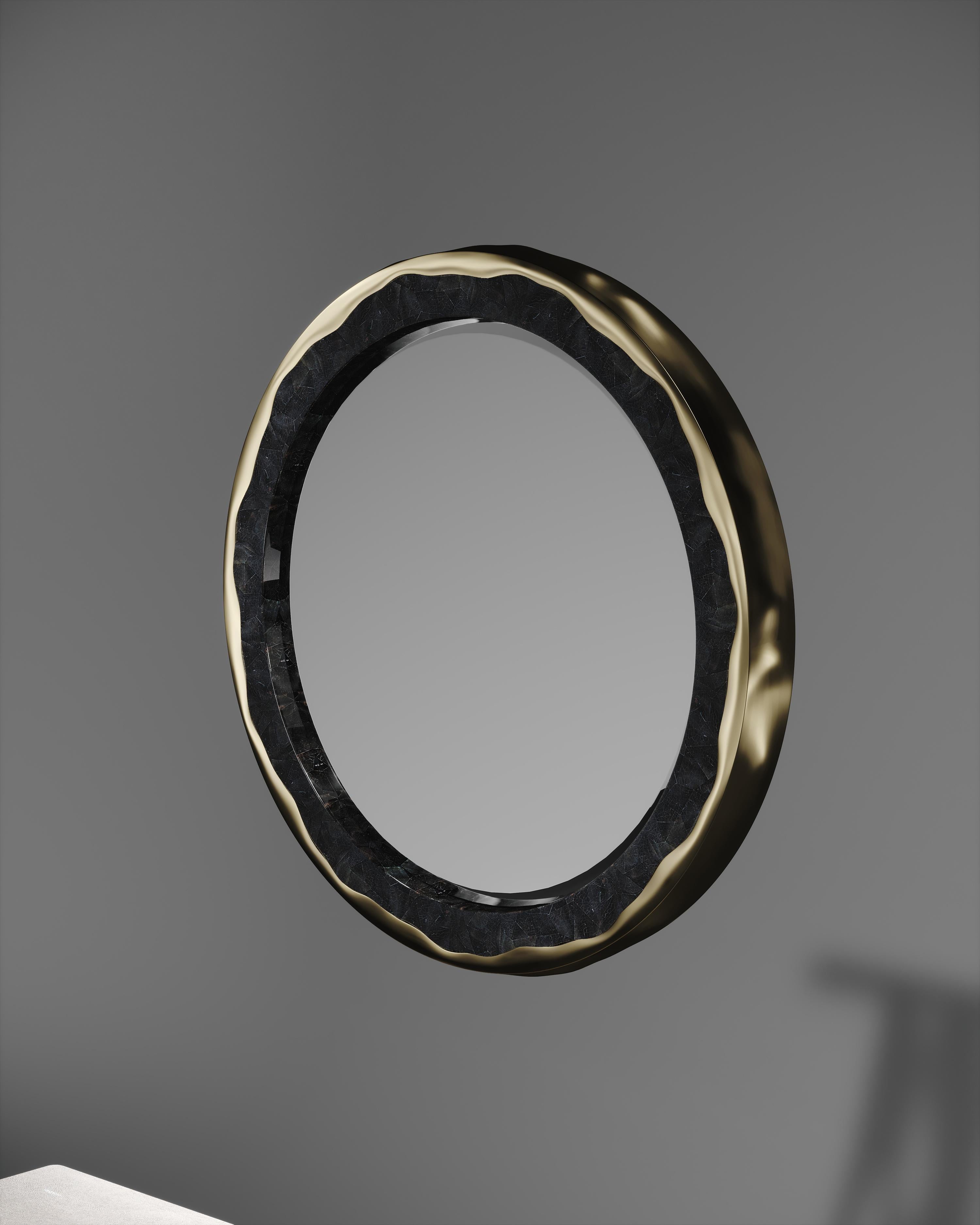 Spiegel aus Chagrin mit einem Rahmen aus Bronze-Patina-Messing von R&Y Augousti im Angebot 6